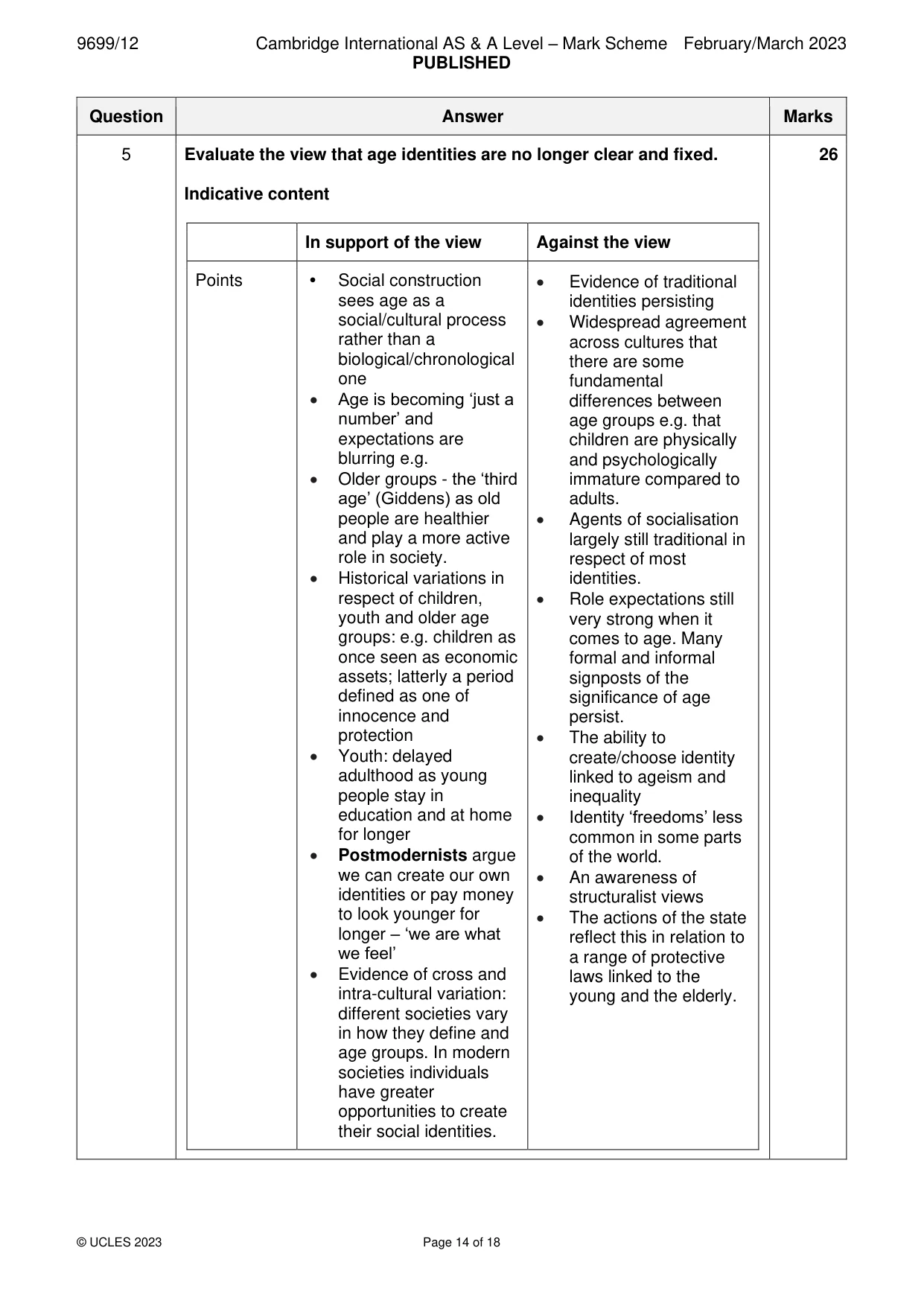 Mark scheme, page 14 of 18