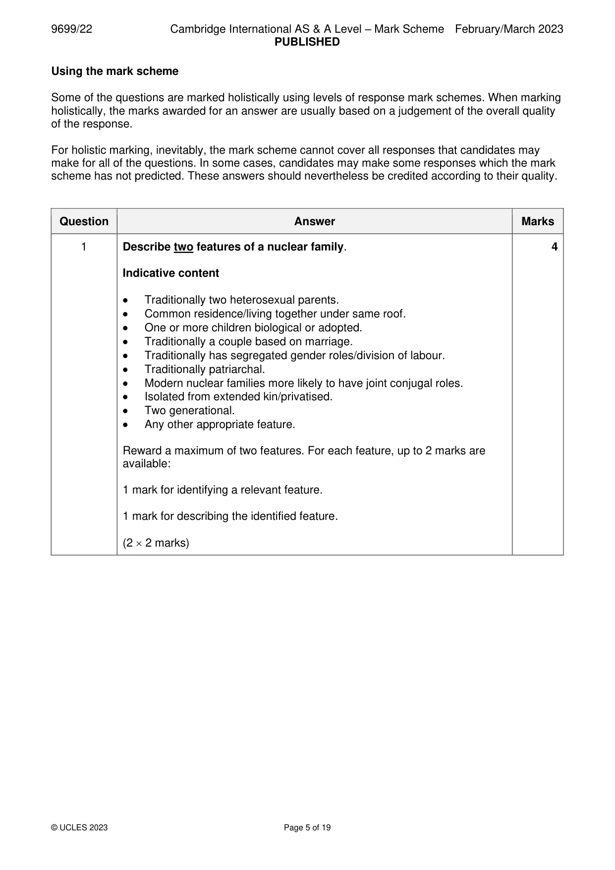 Mark scheme, page 5 of 19