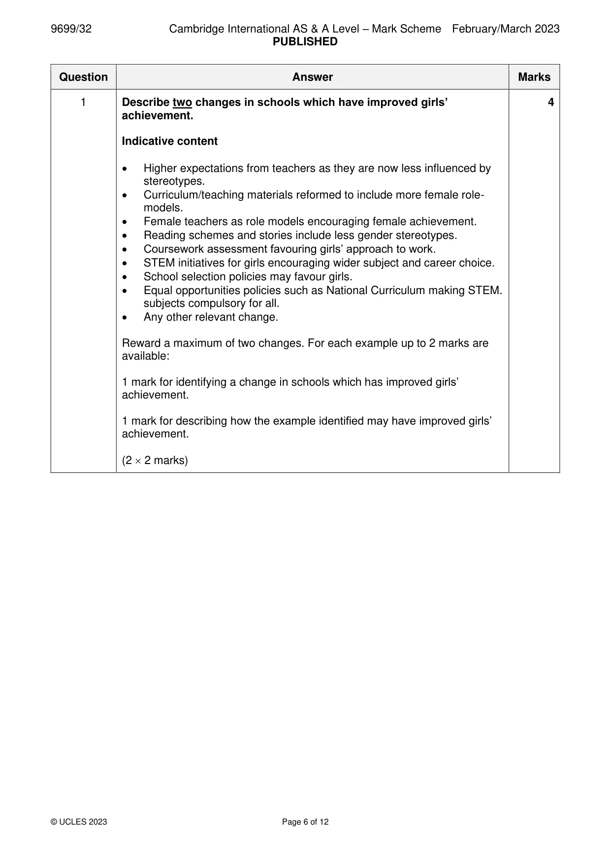 Mark scheme, page 6 of 12