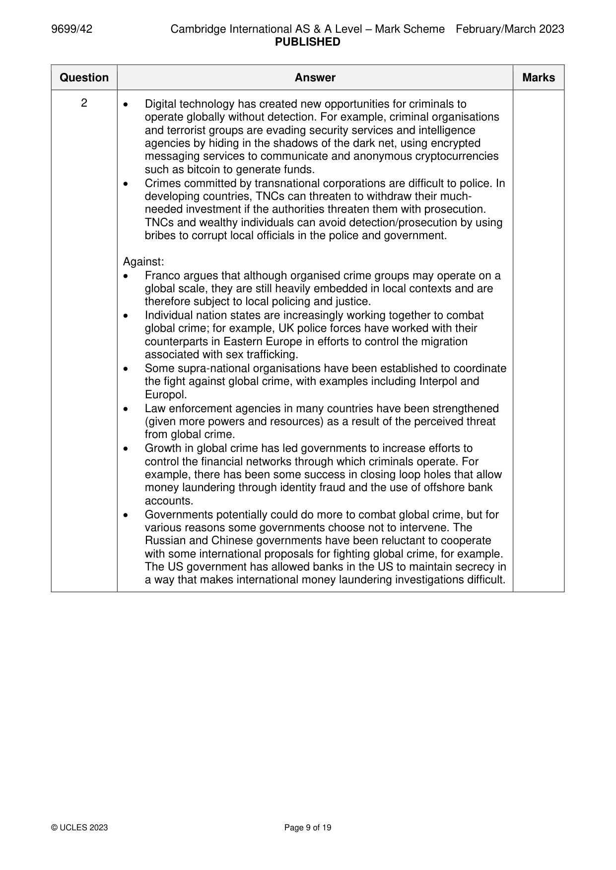Mark scheme, page 9 of 19