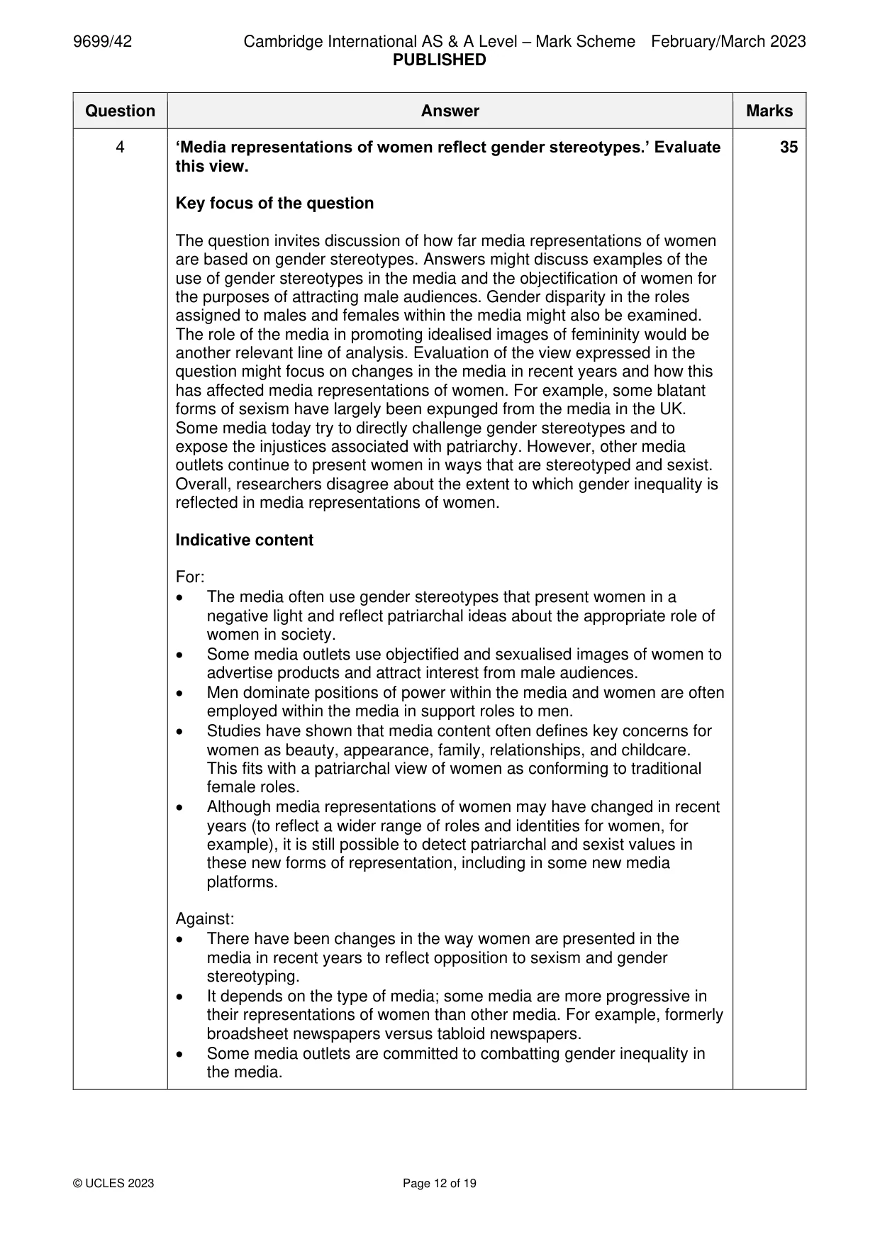 Mark scheme, page 12 of 19
