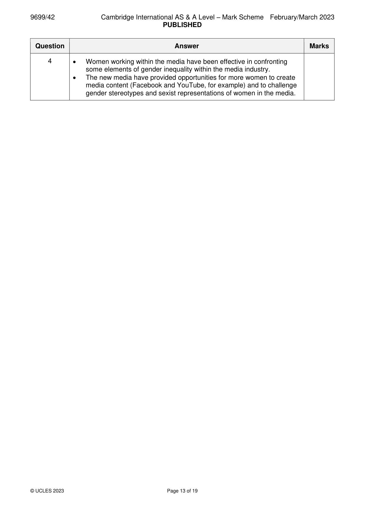 Mark scheme, page 13 of 19