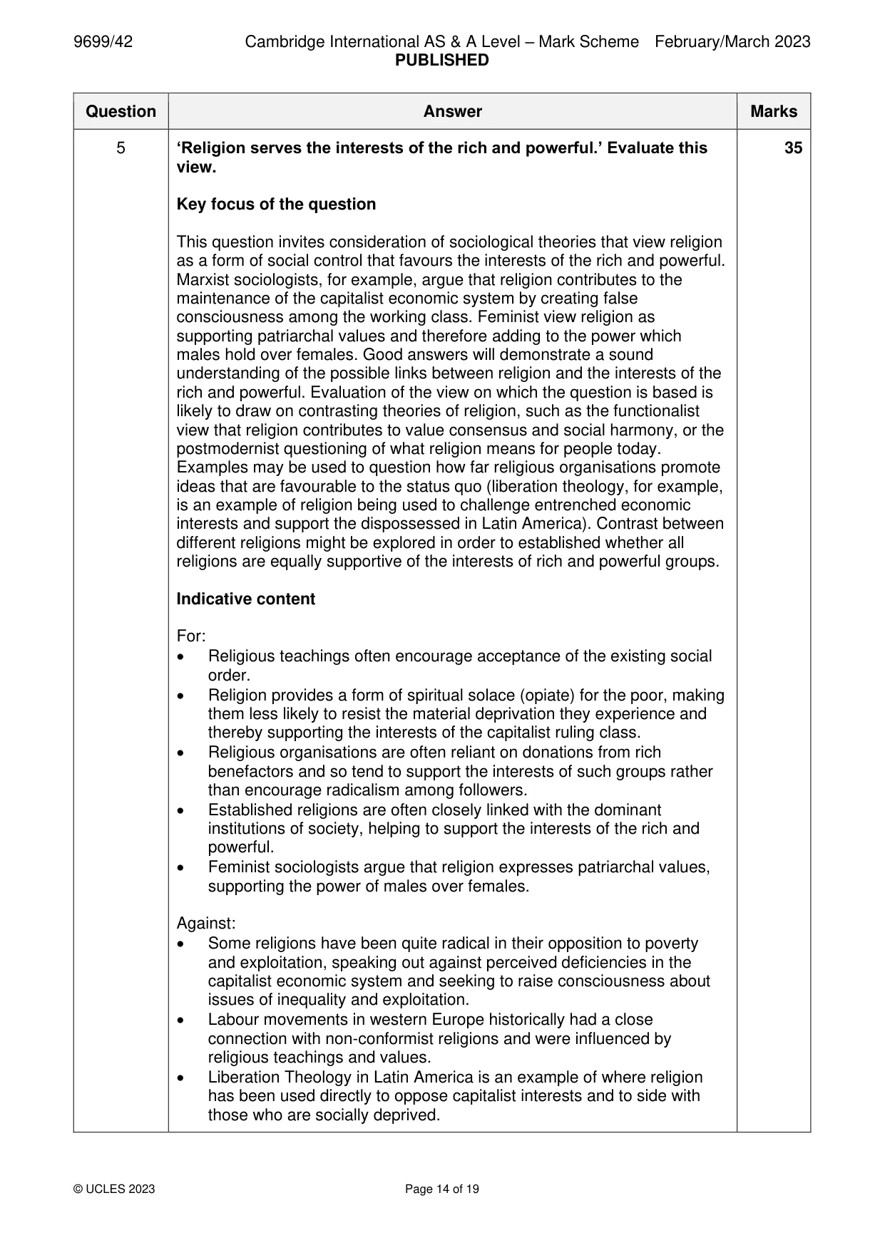 Mark scheme, page 14 of 19