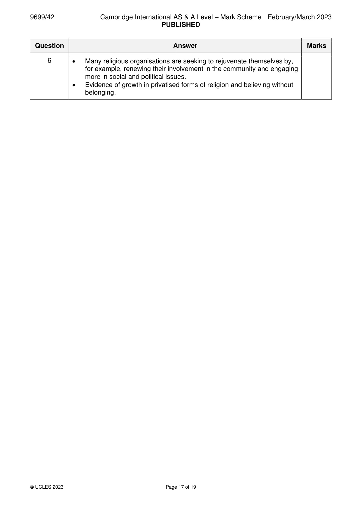 Mark scheme, page 17 of 19