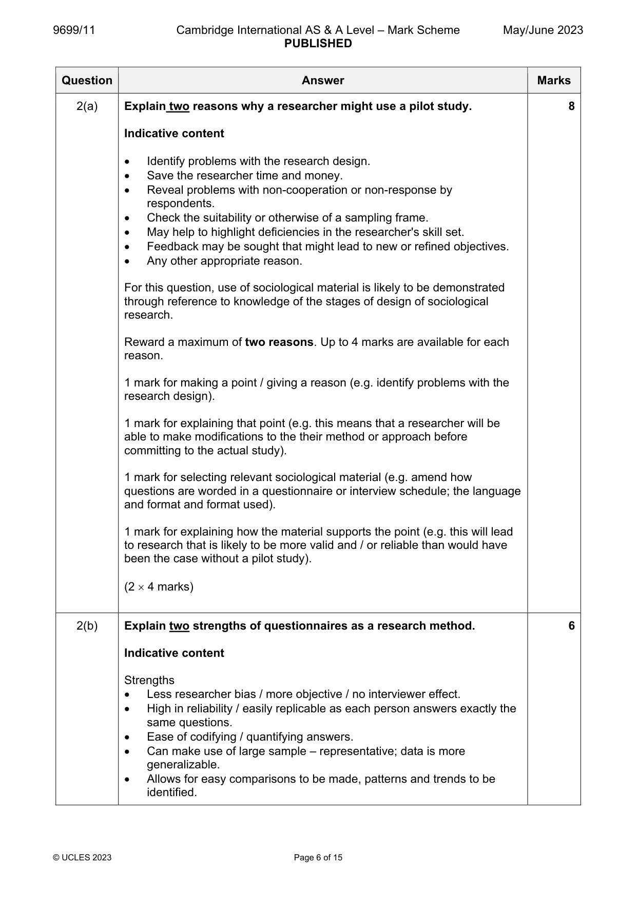 Mark scheme, page 6 of 15