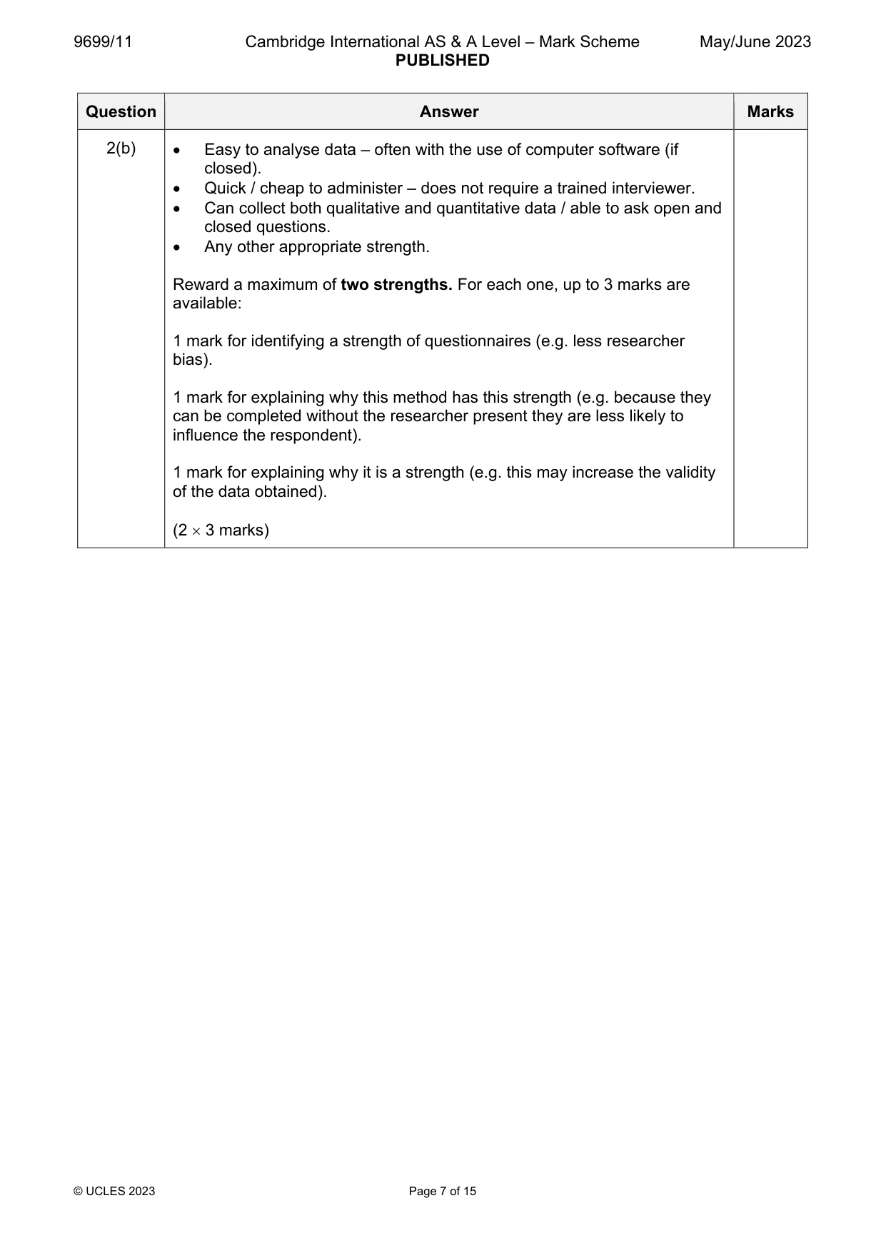 Mark scheme, page 7 of 15