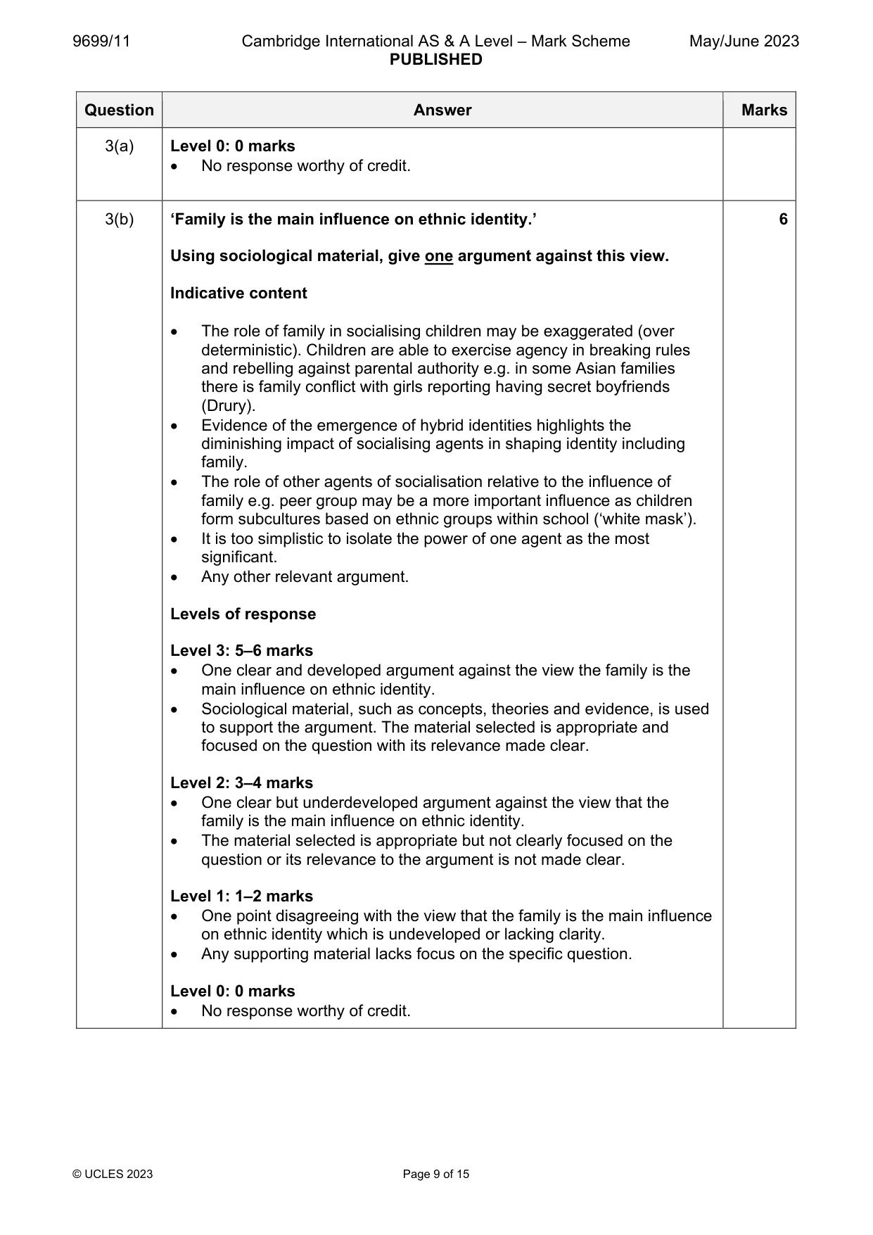 Mark scheme, page 9 of 15