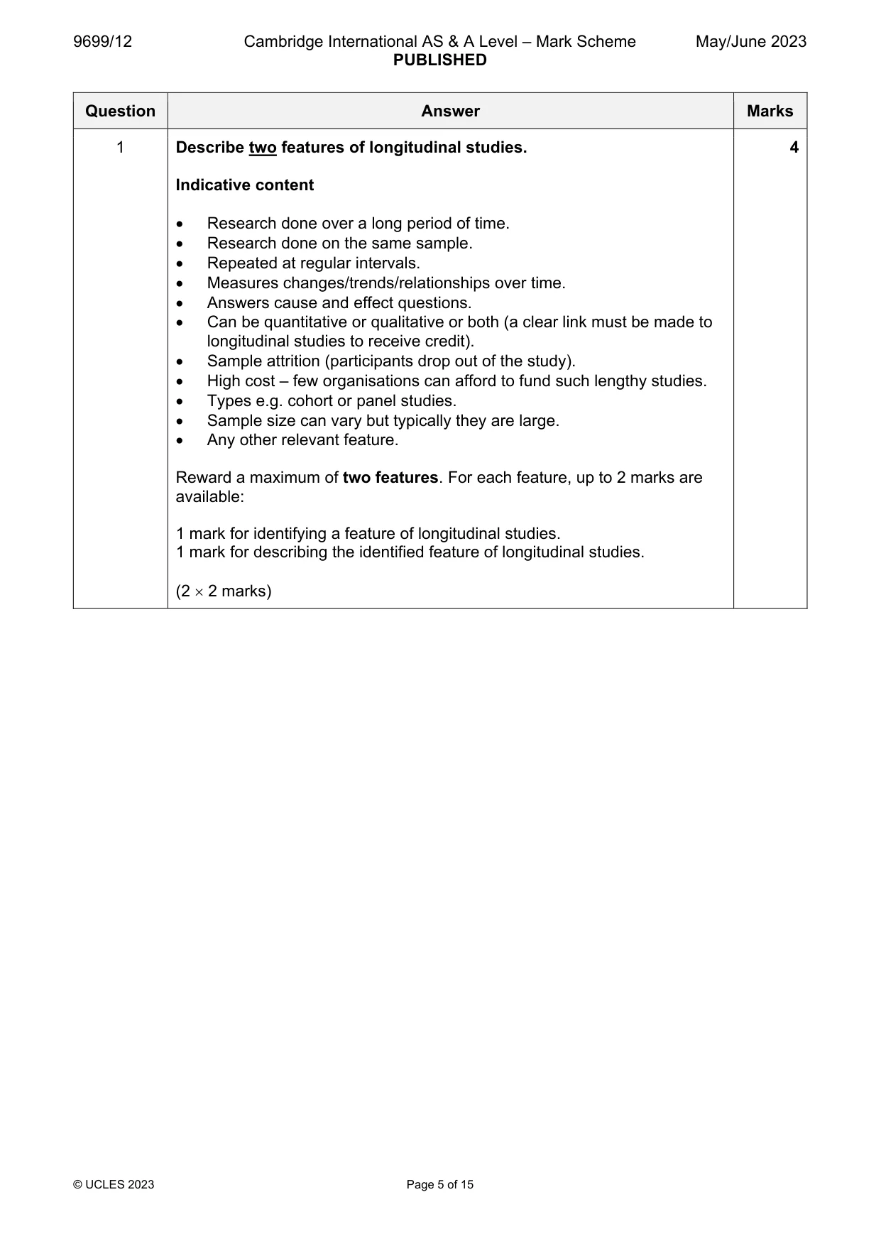Mark scheme, page 5 of 15