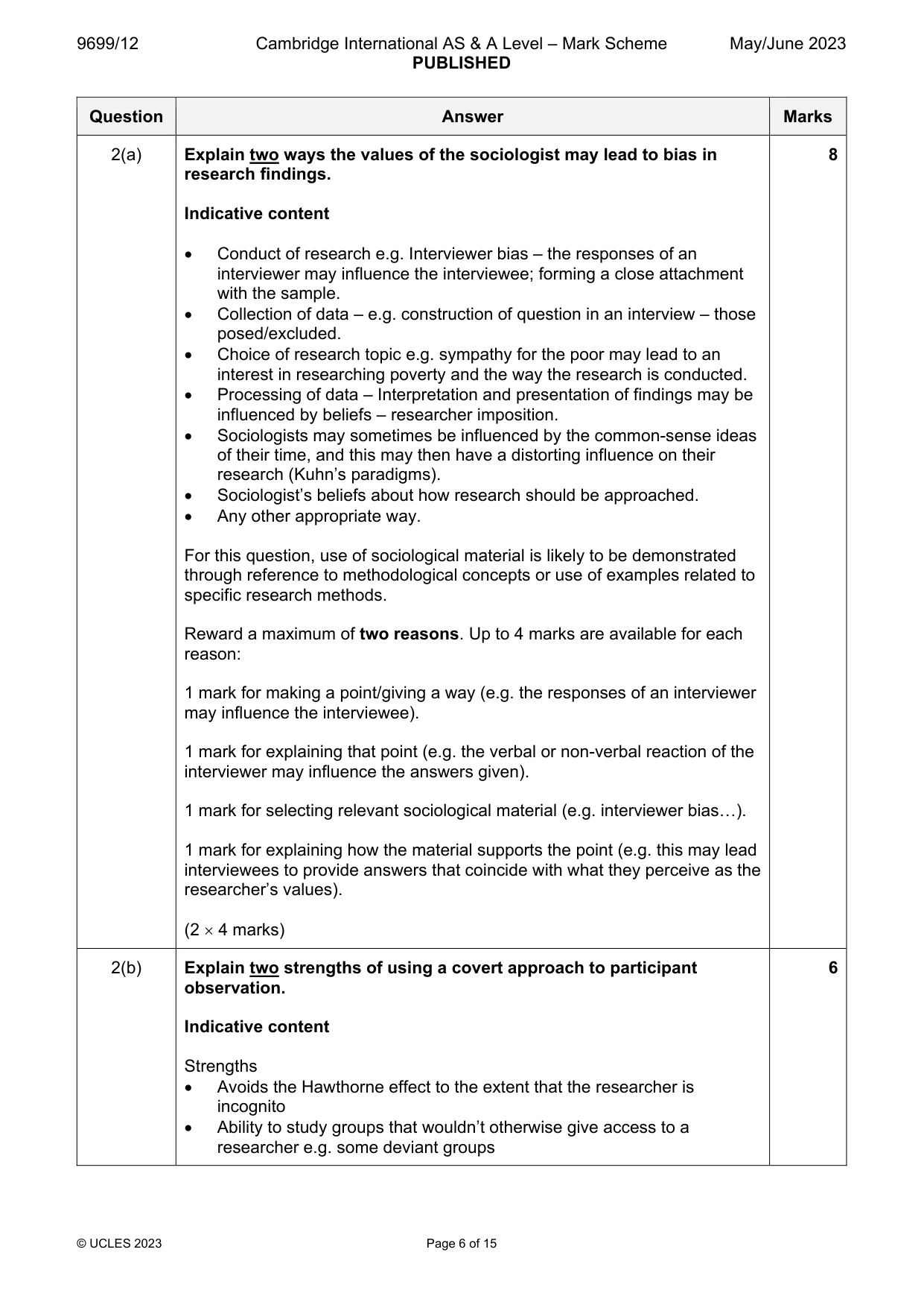 Mark scheme, page 6 of 15