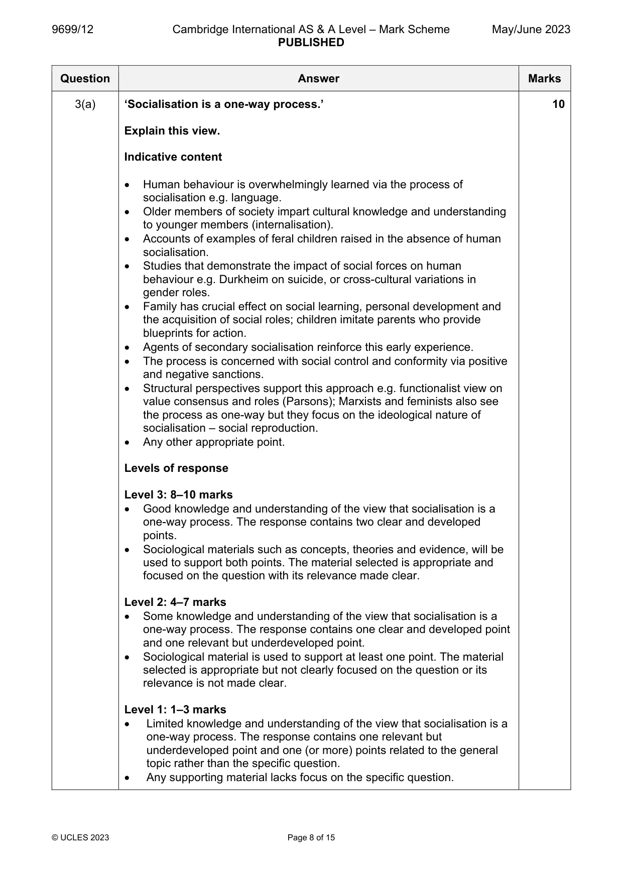 Mark scheme, page 8 of 15
