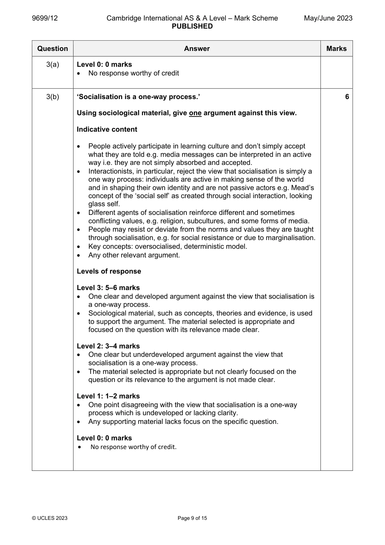 Mark scheme, page 9 of 15