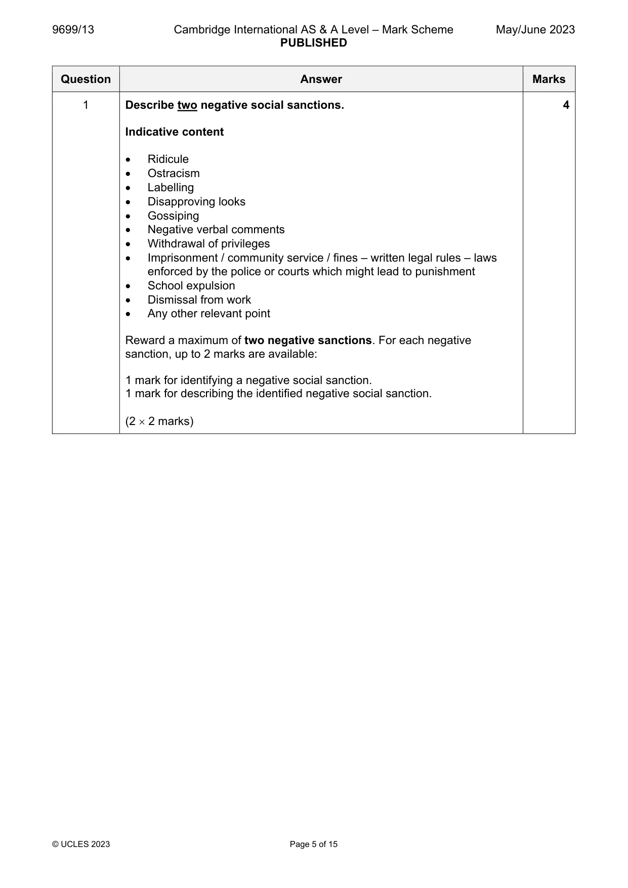 Mark scheme, page 5 of 15