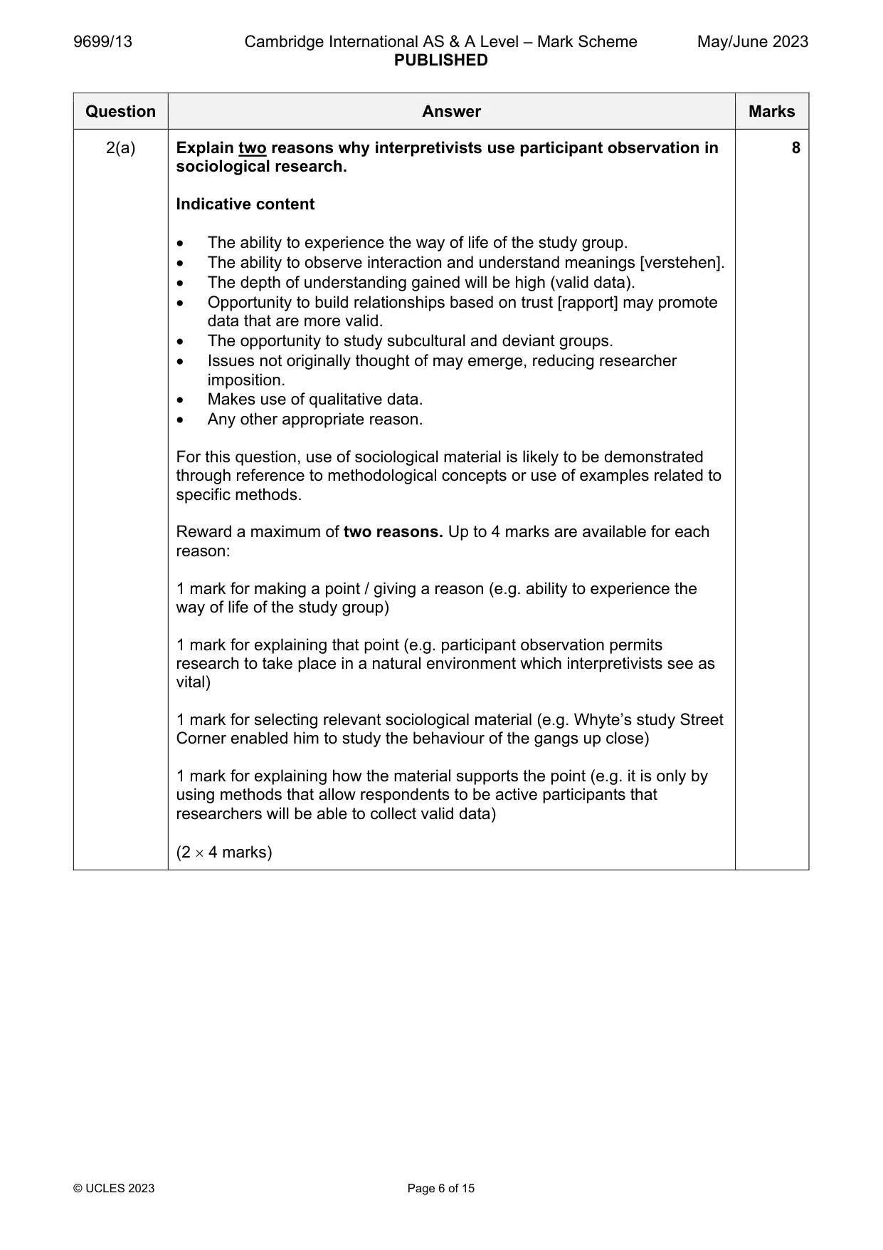 Mark scheme, page 6 of 15