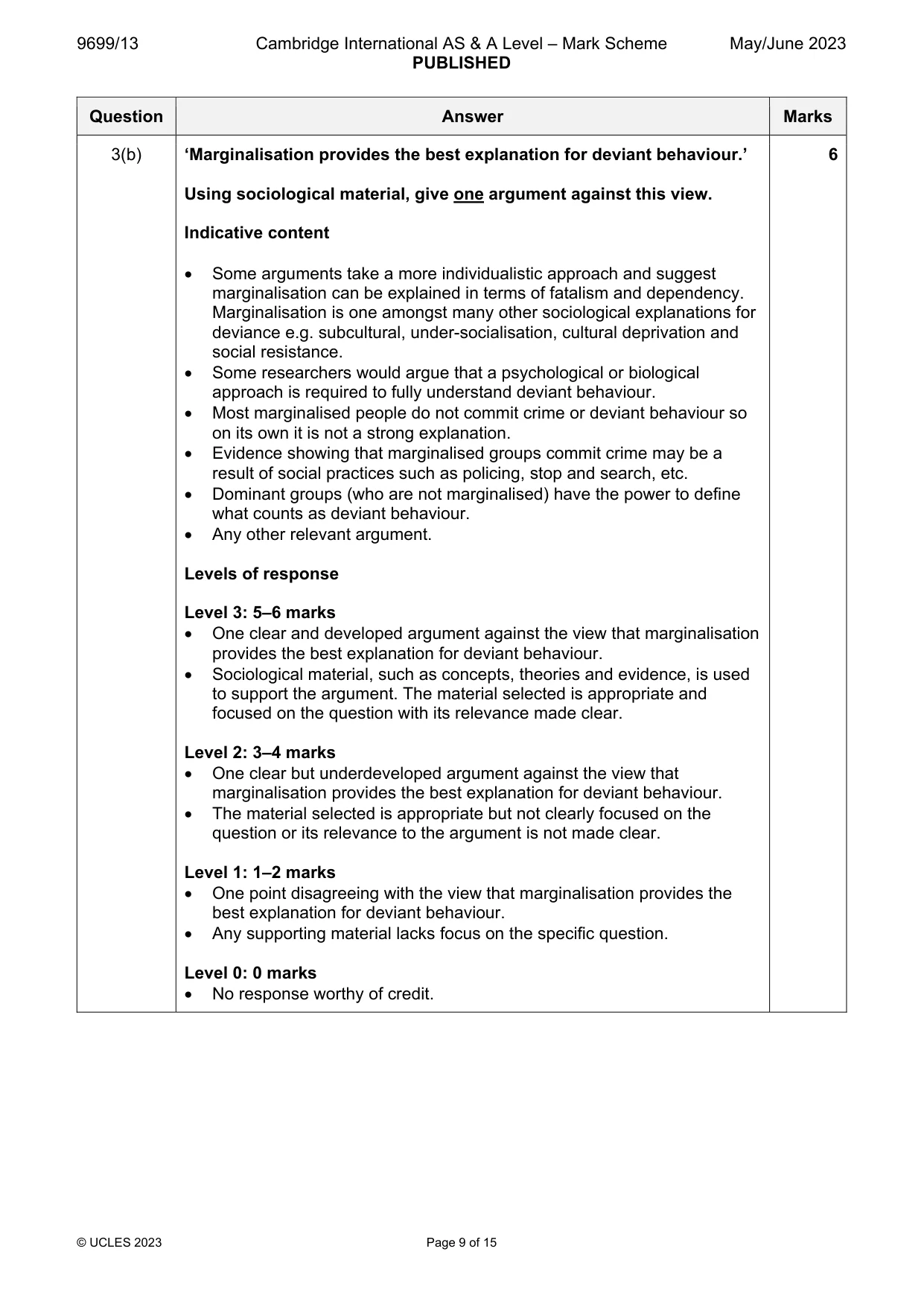 Mark scheme, page 9 of 15