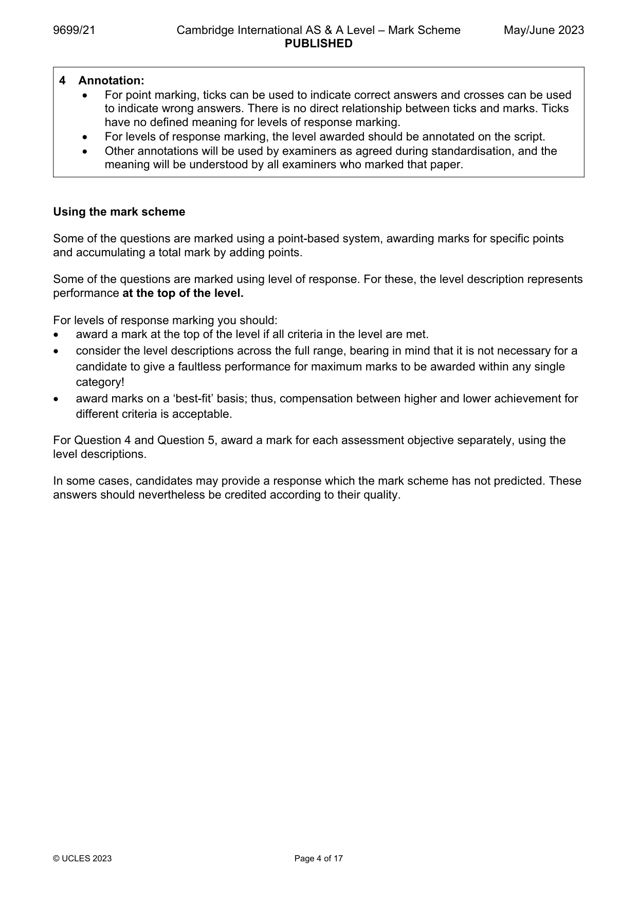 Mark scheme, page 4 of 17