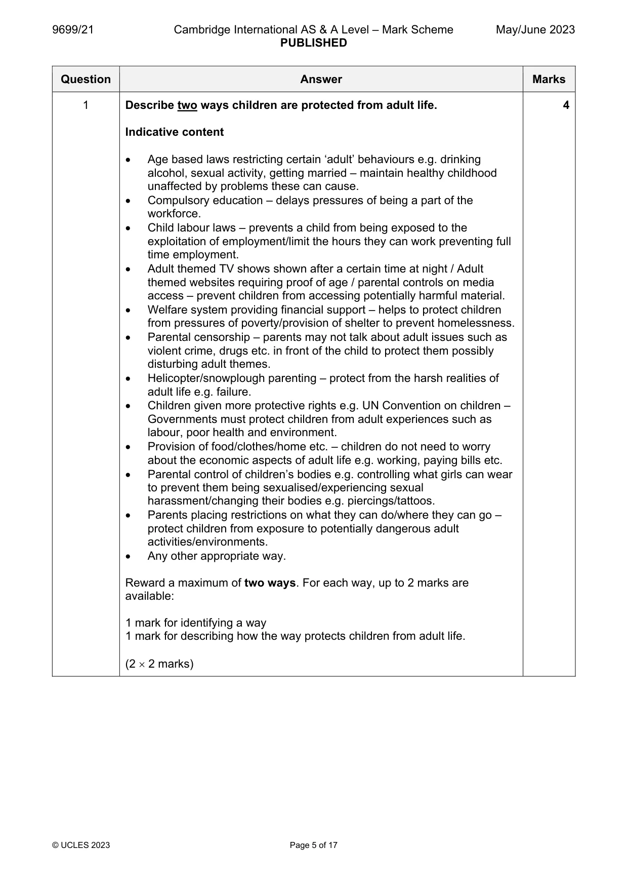 Mark scheme, page 5 of 17