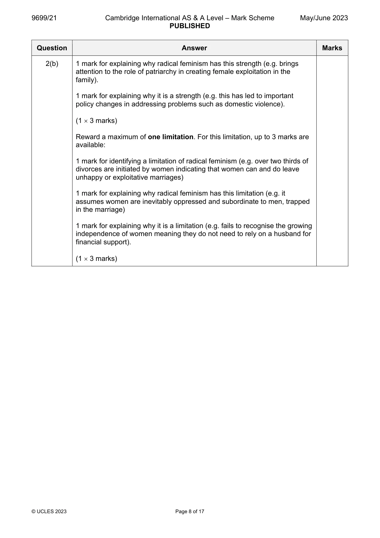 Mark scheme, page 8 of 17