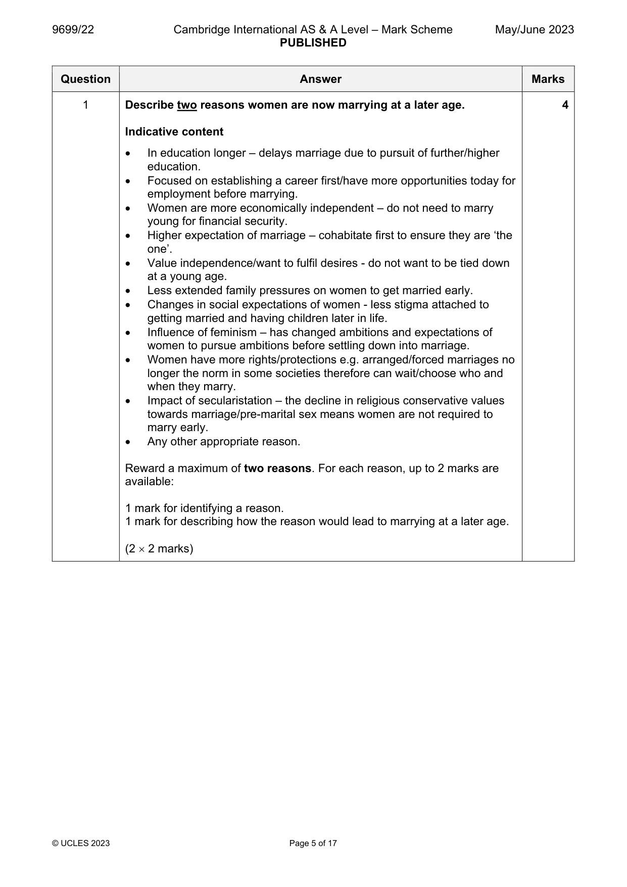 Mark scheme, page 5 of 17