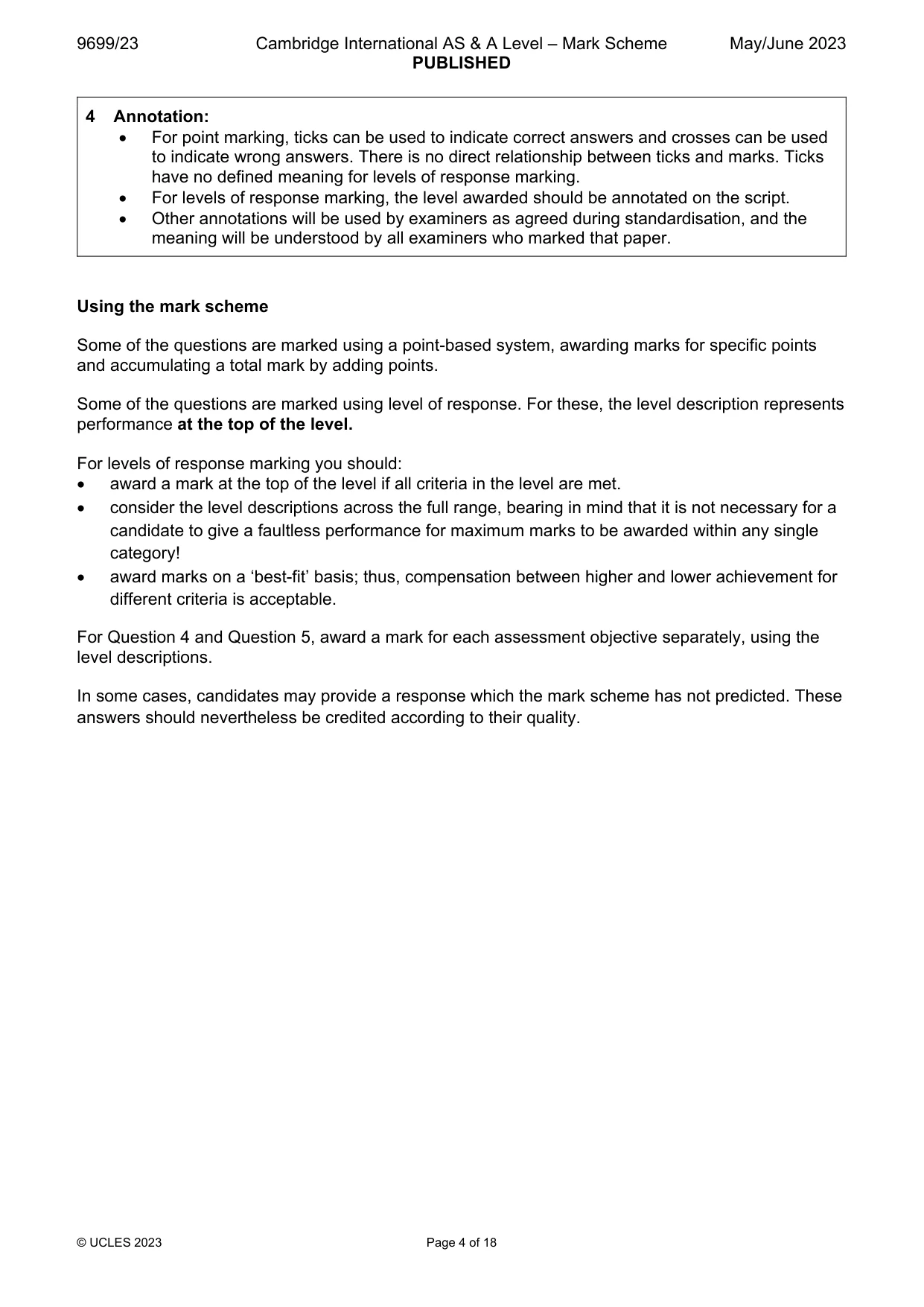 Mark scheme, page 4 of 18