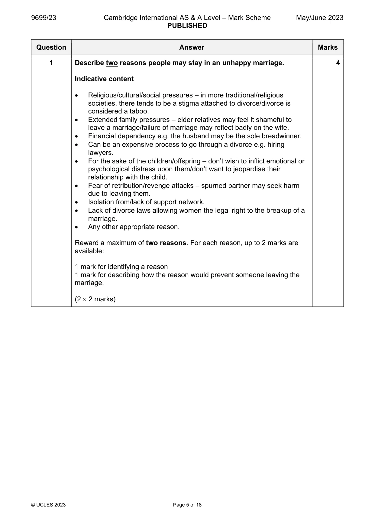 Mark scheme, page 5 of 18