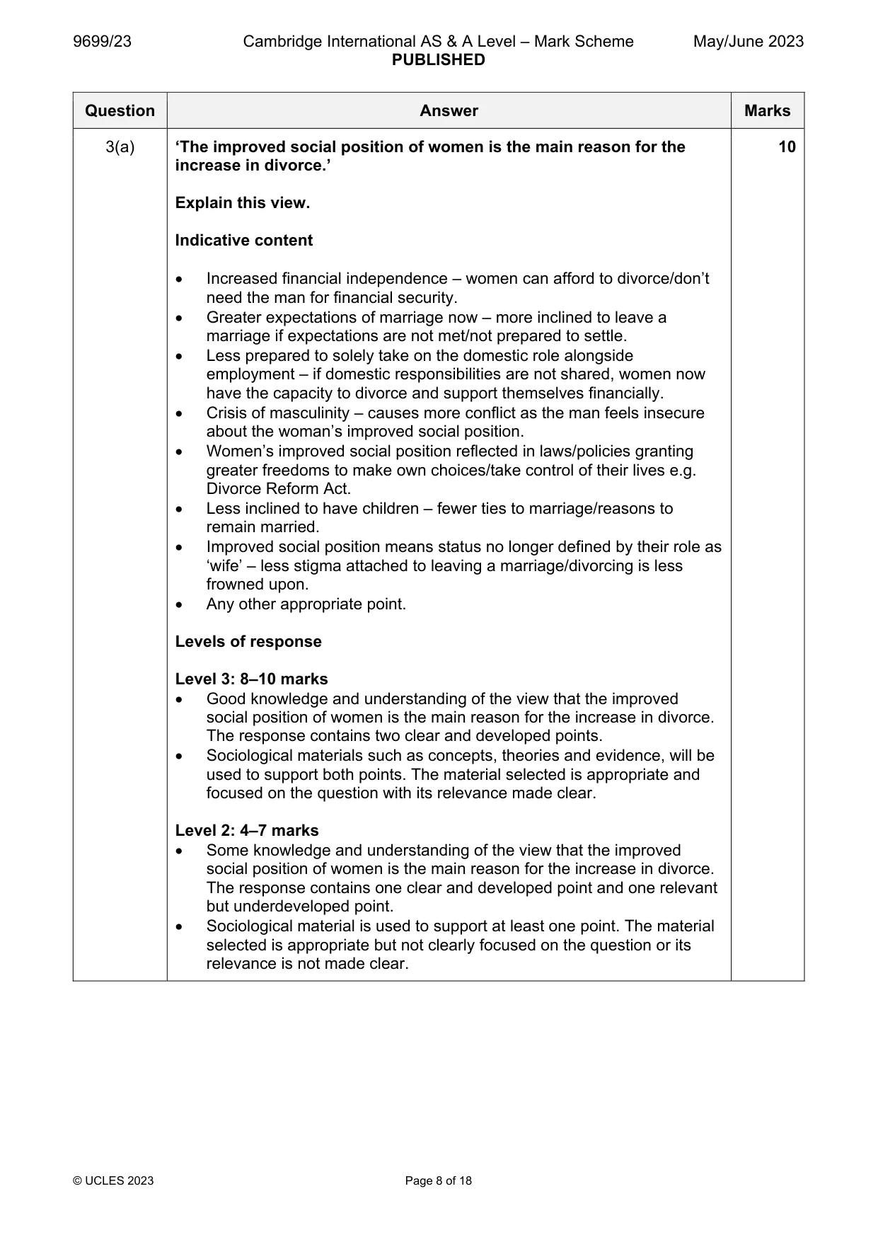 Mark scheme, page 8 of 18