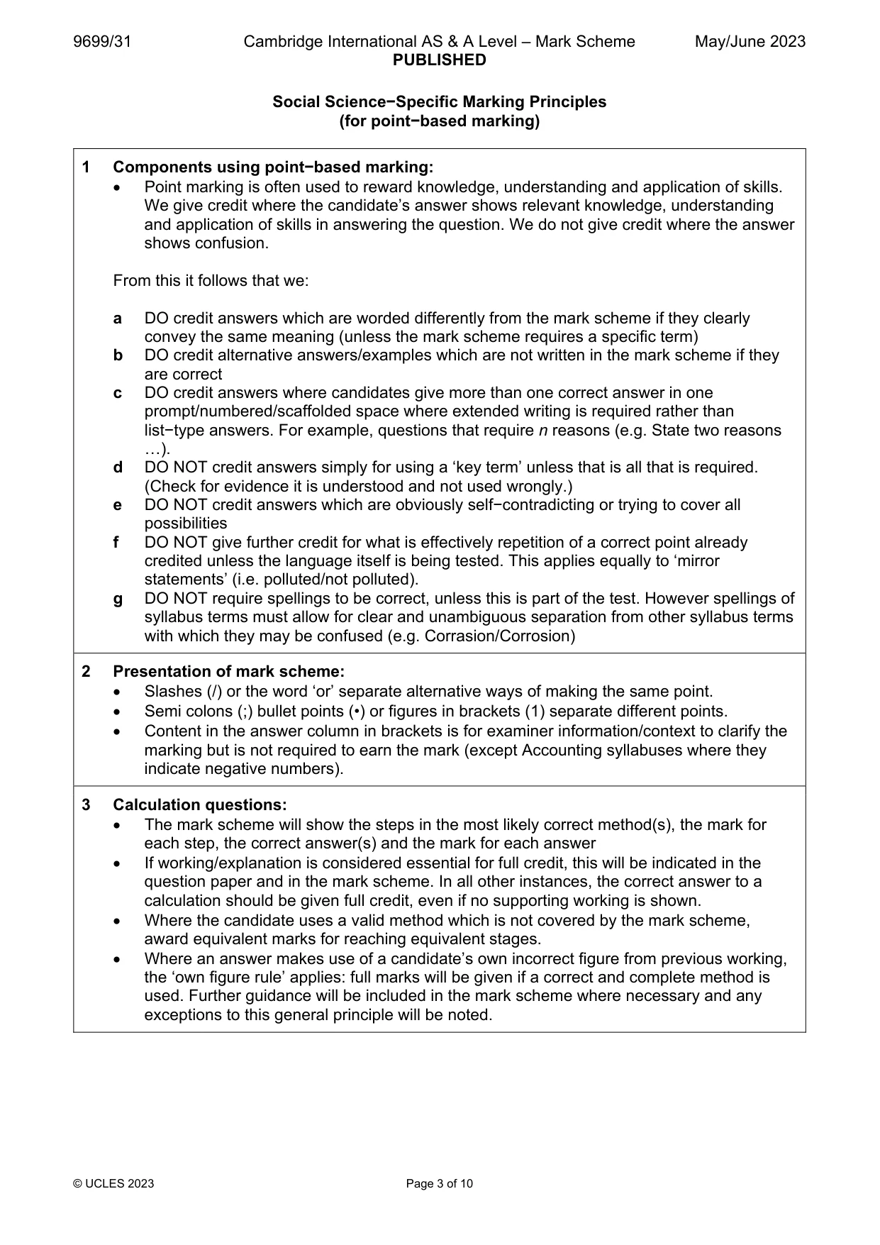 Mark scheme, page 3 of 10