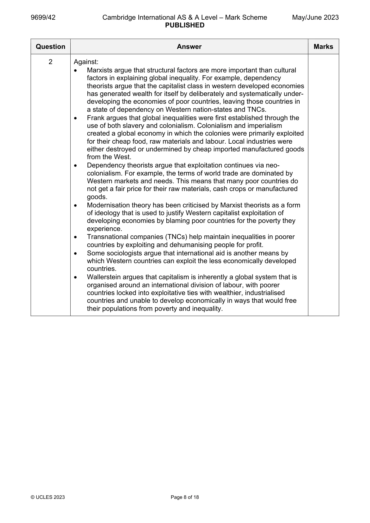 Mark scheme, page 8 of 18