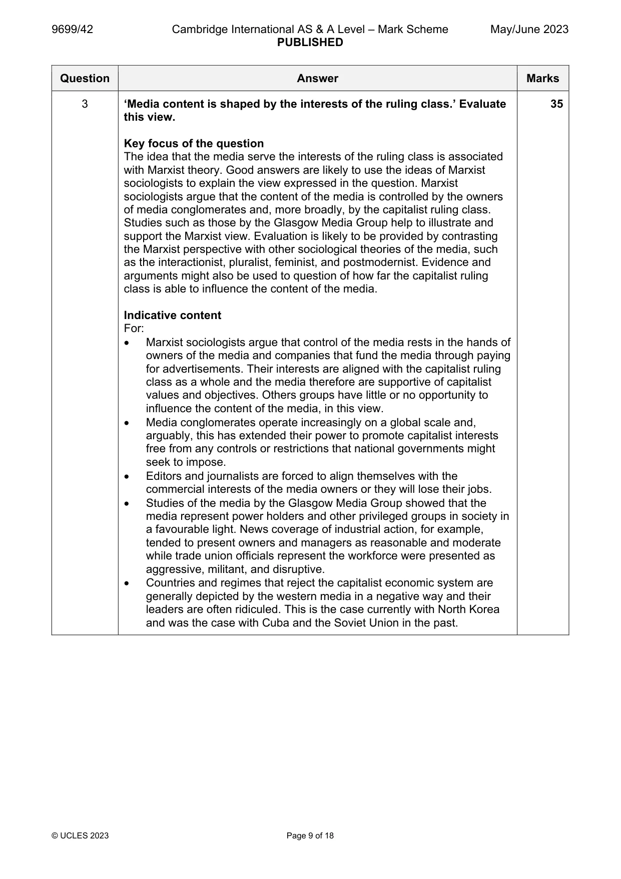 Mark scheme, page 9 of 18