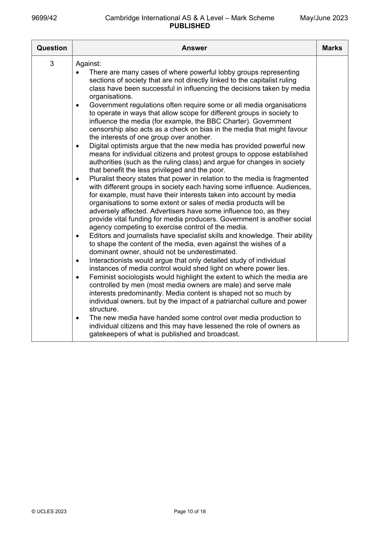 Mark scheme, page 10 of 18