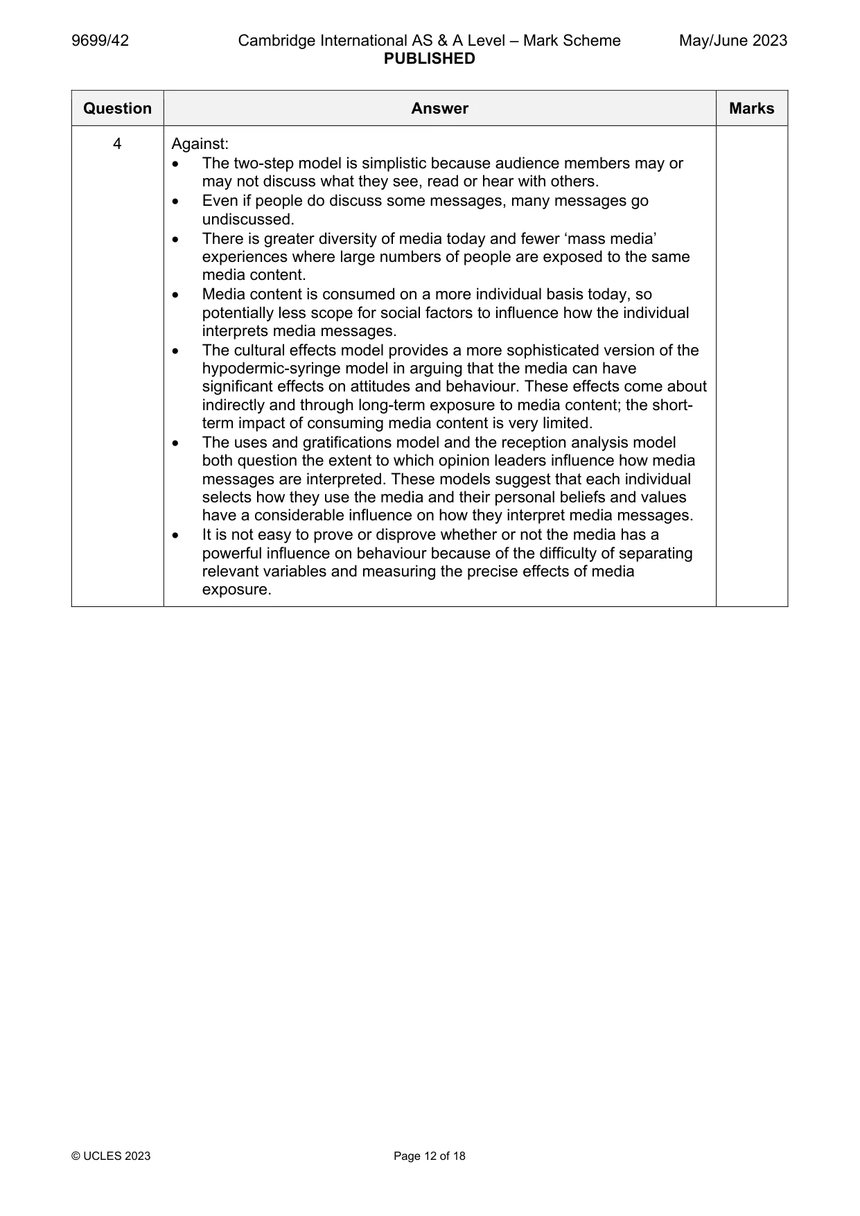 Mark scheme, page 12 of 18