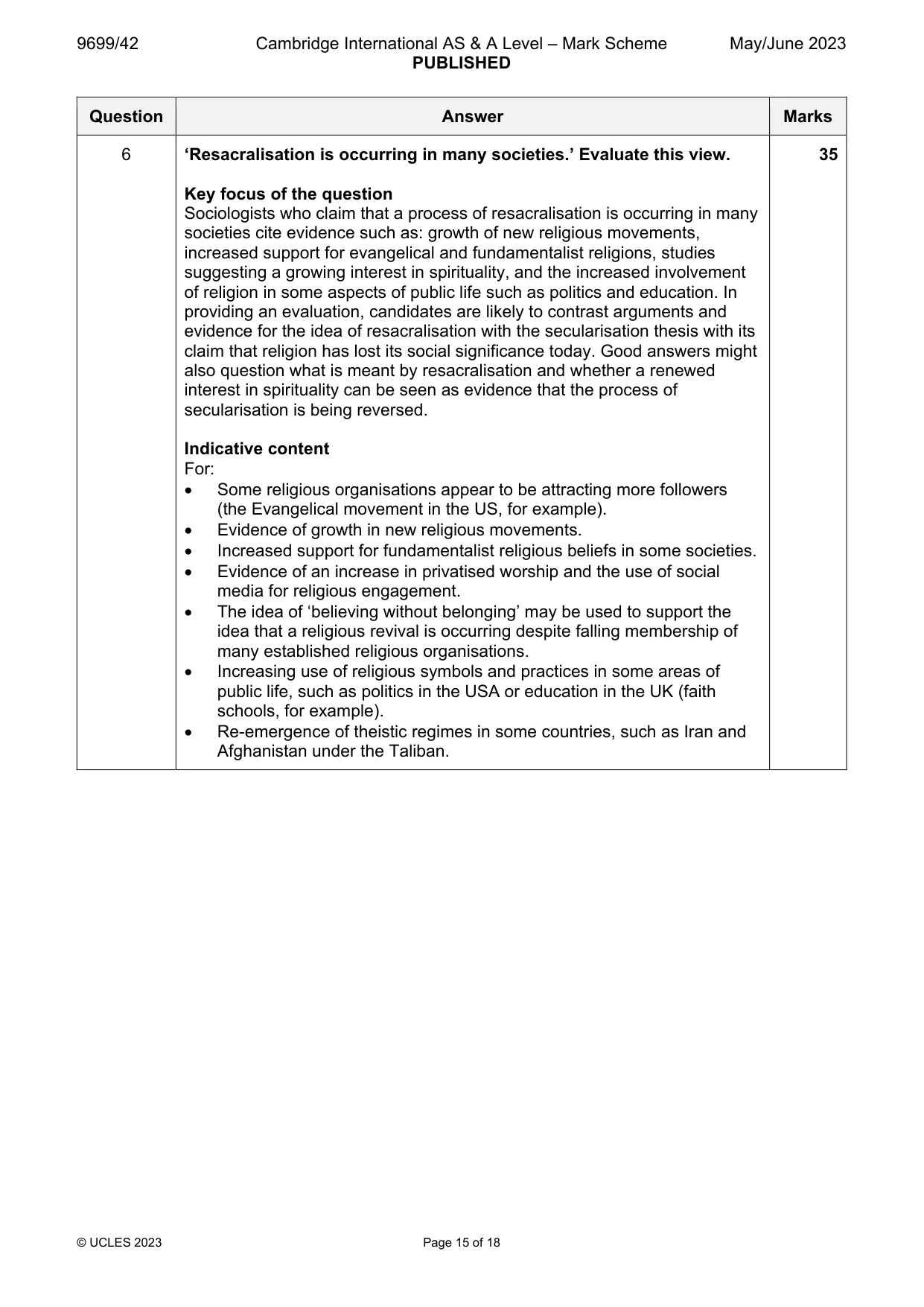 Mark scheme, page 15 of 18