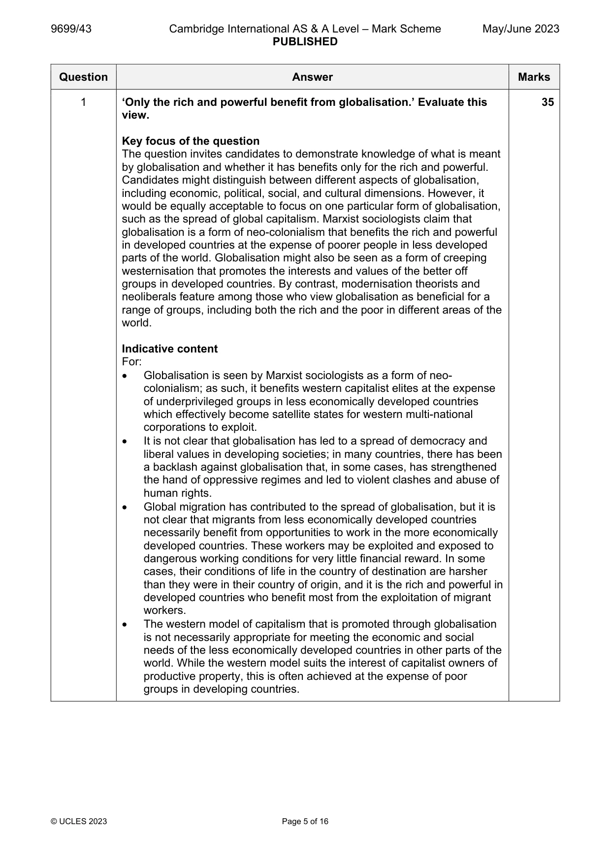 Mark scheme, page 5 of 16