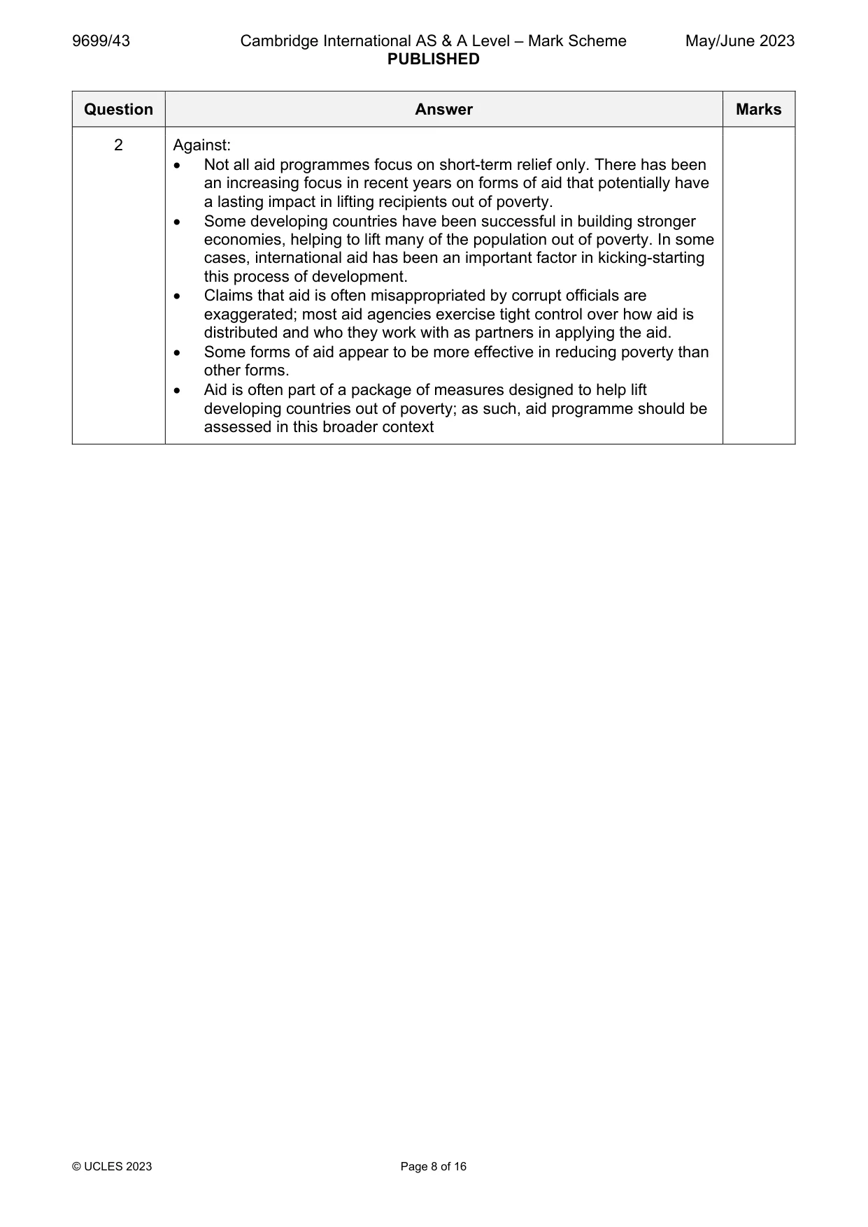 Mark scheme, page 8 of 16