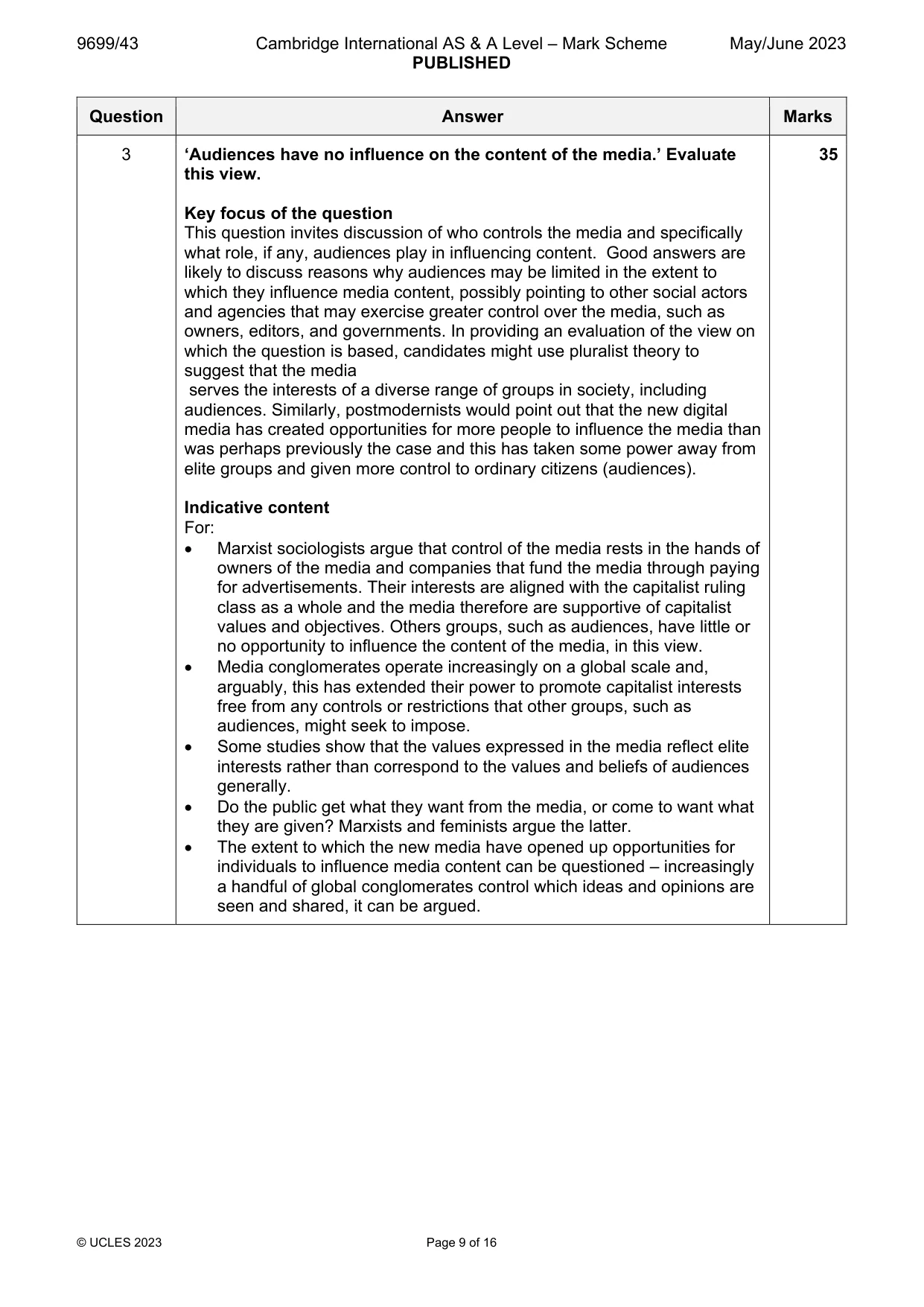 Mark scheme, page 9 of 16