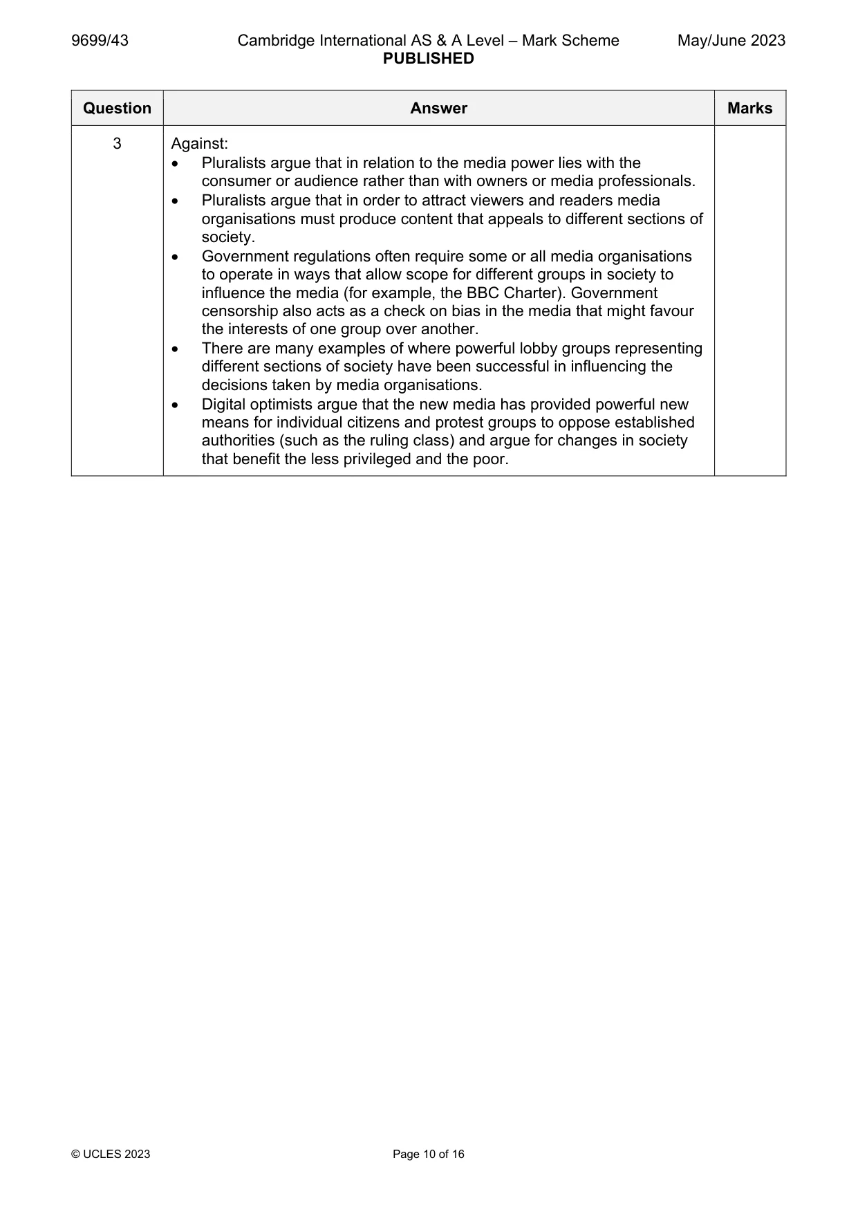 Mark scheme, page 10 of 16