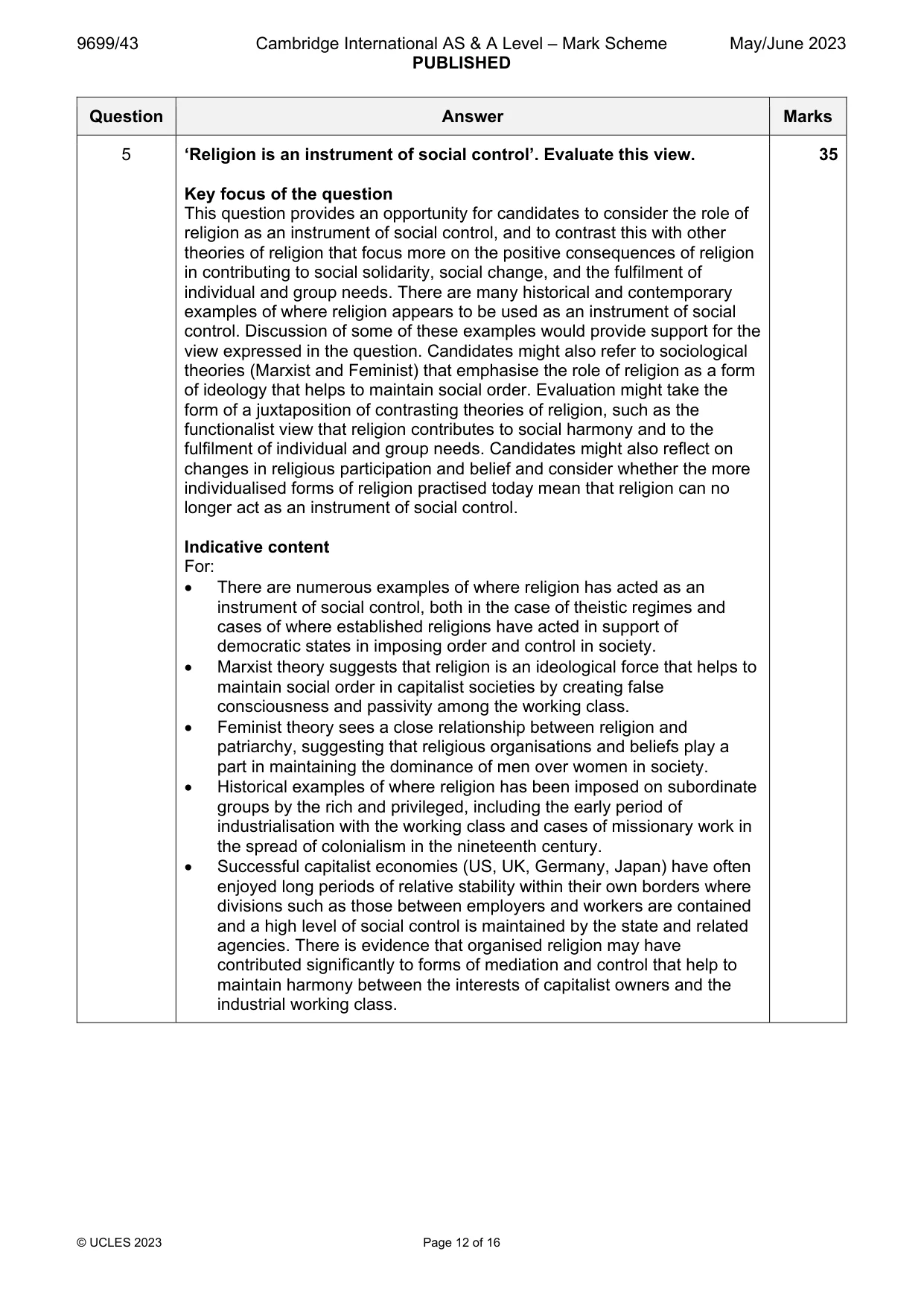 Mark scheme, page 12 of 16