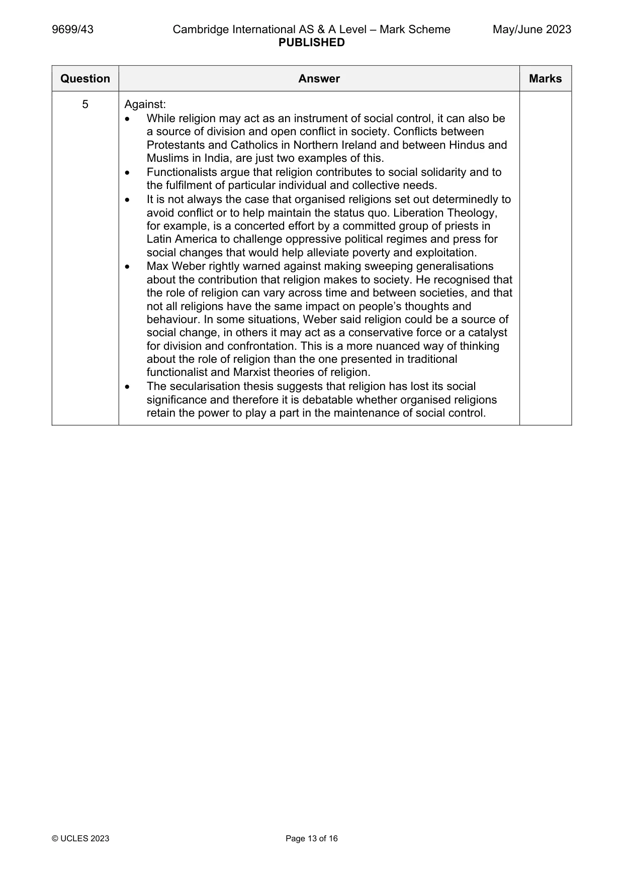 Mark scheme, page 13 of 16