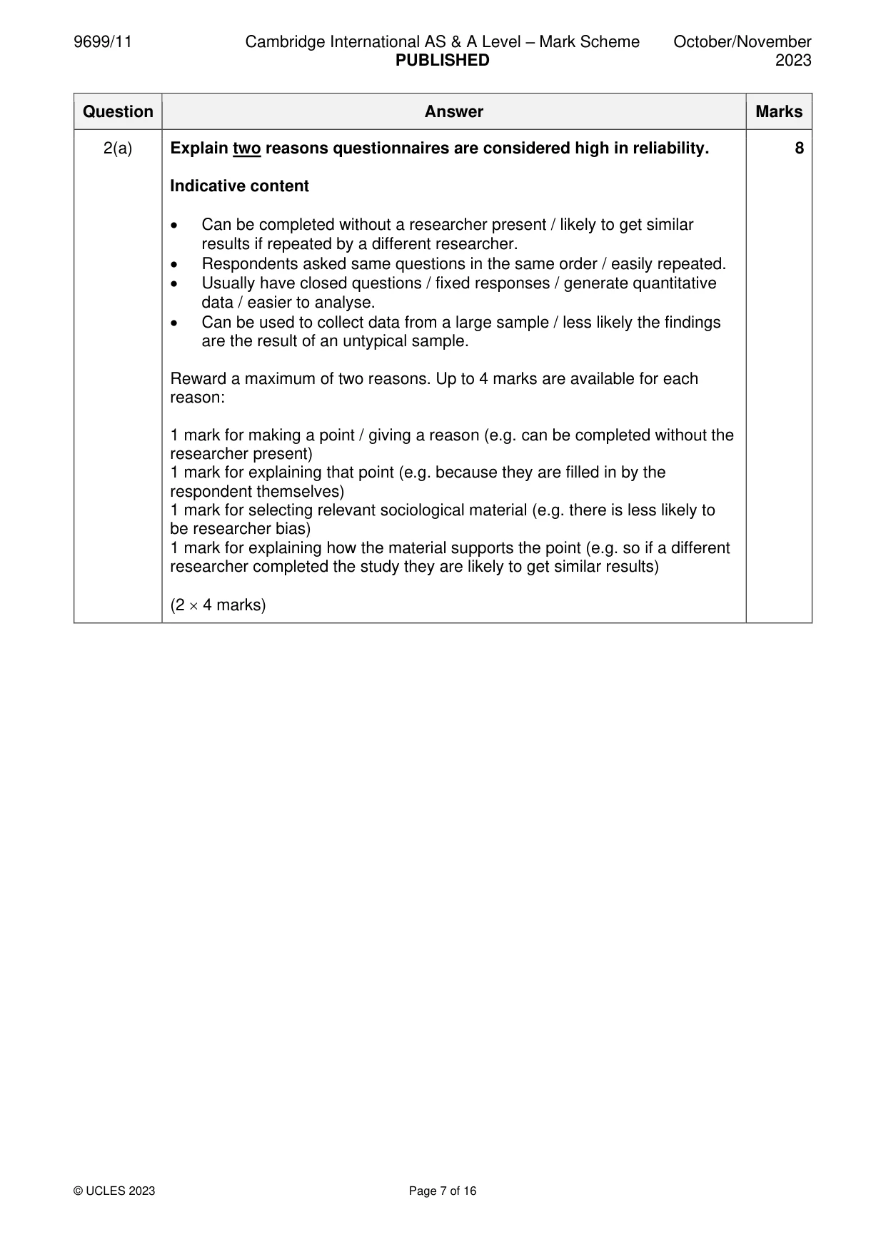 Mark scheme, page 7 of 16