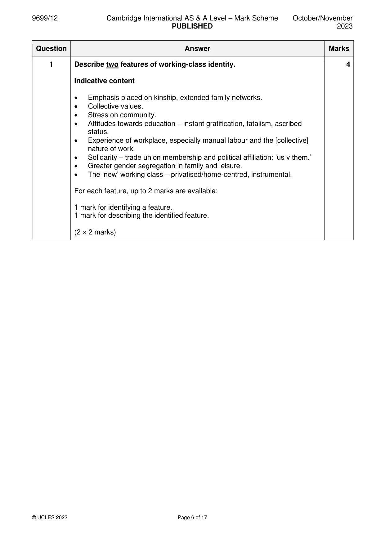 Mark scheme, page 6 of 17