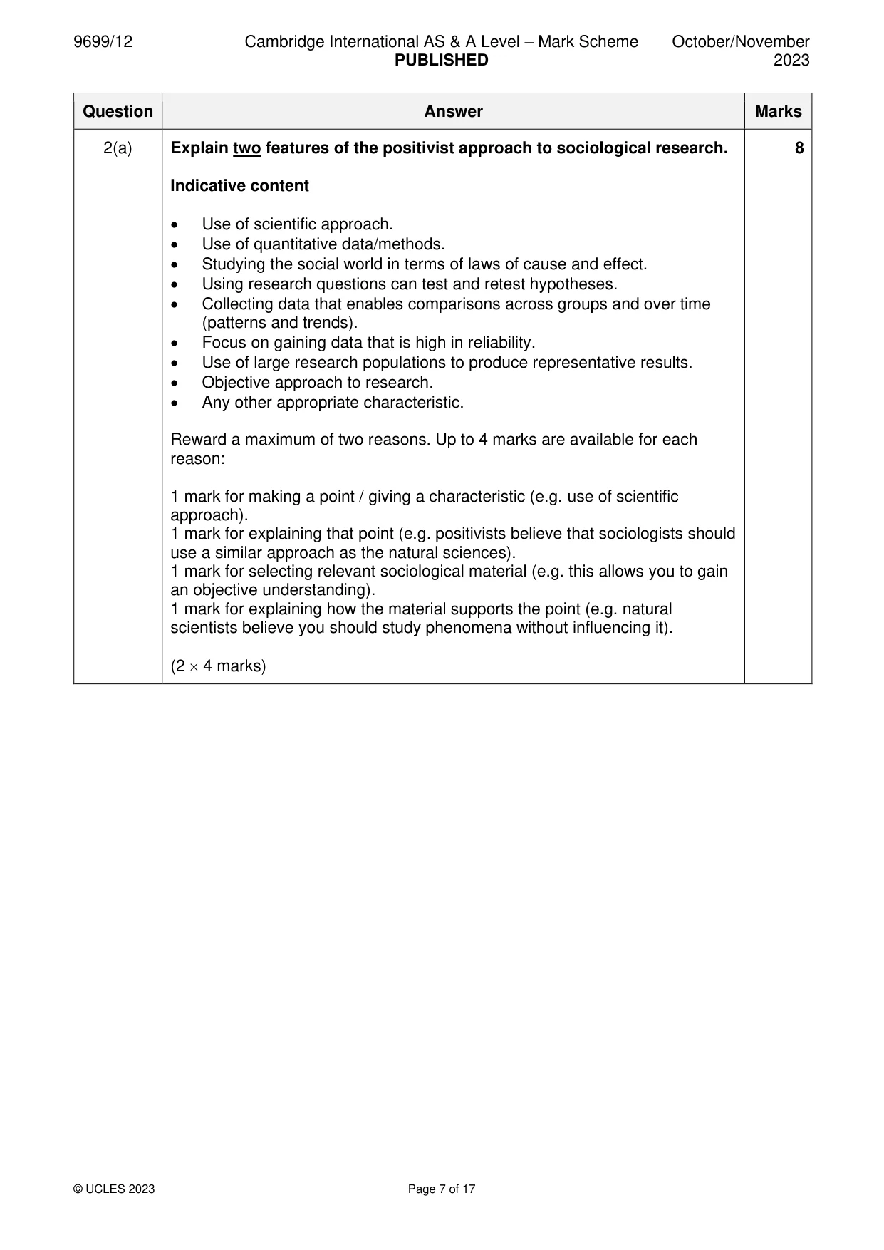 Mark scheme, page 7 of 17