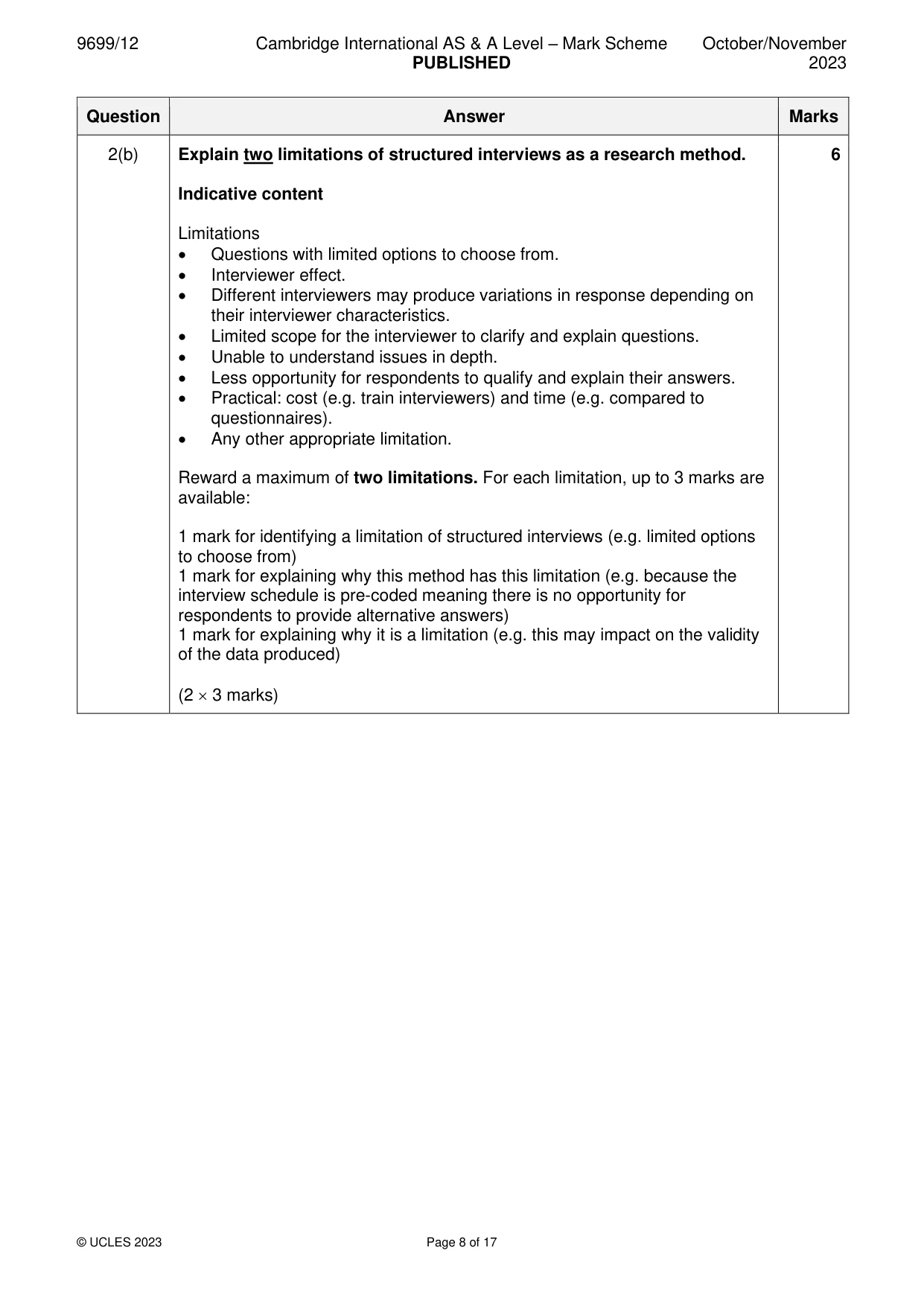 Mark scheme, page 8 of 17