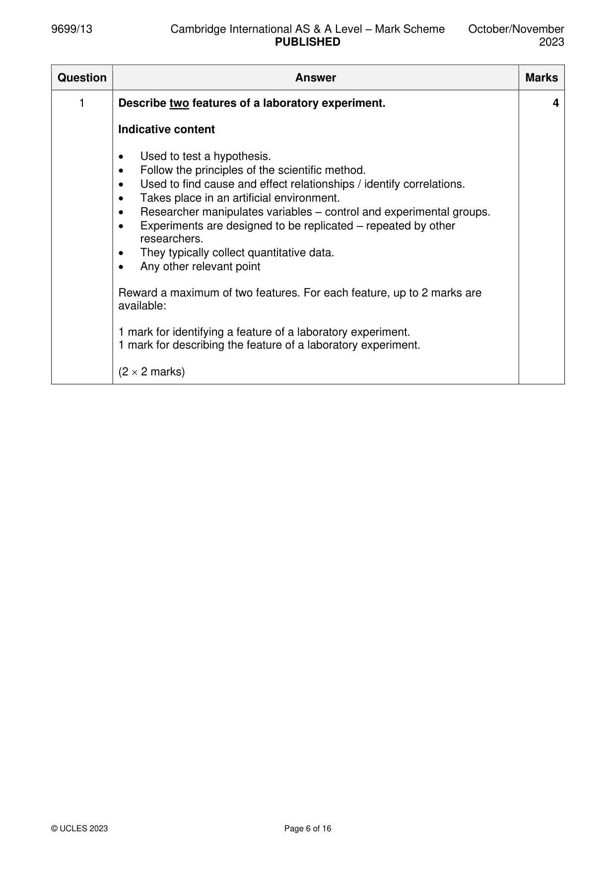 Mark scheme, page 6 of 16
