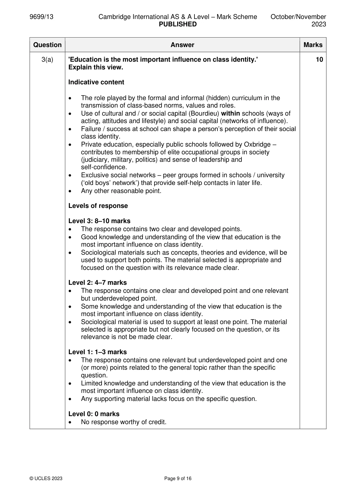 Mark scheme, page 9 of 16