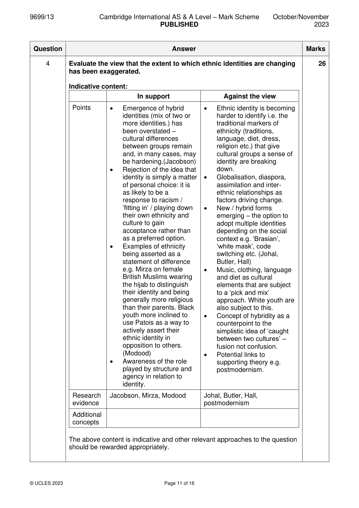Mark scheme, page 11 of 16