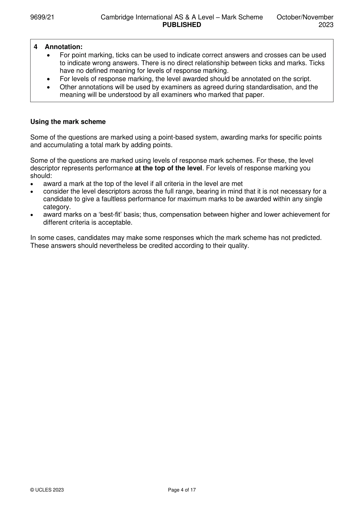 Mark scheme, page 4 of 17