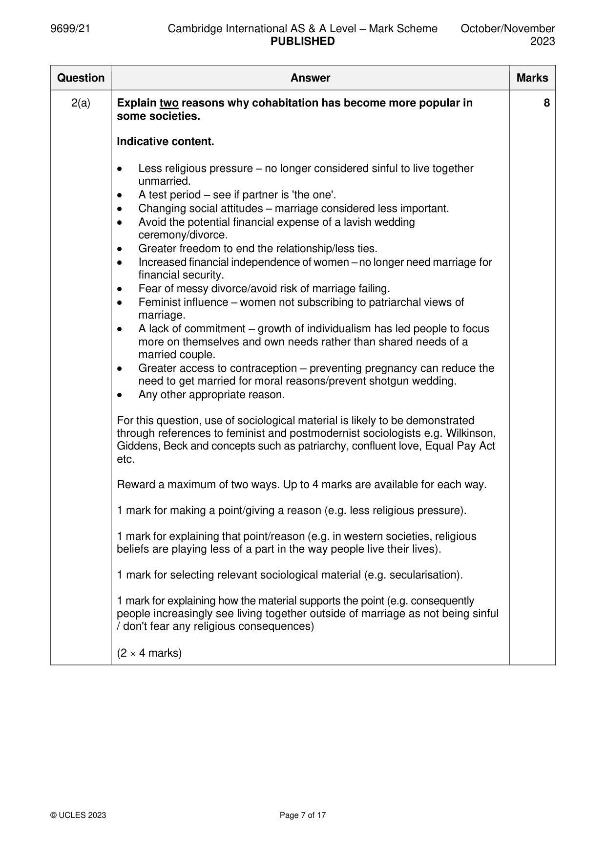 Mark scheme, page 7 of 17