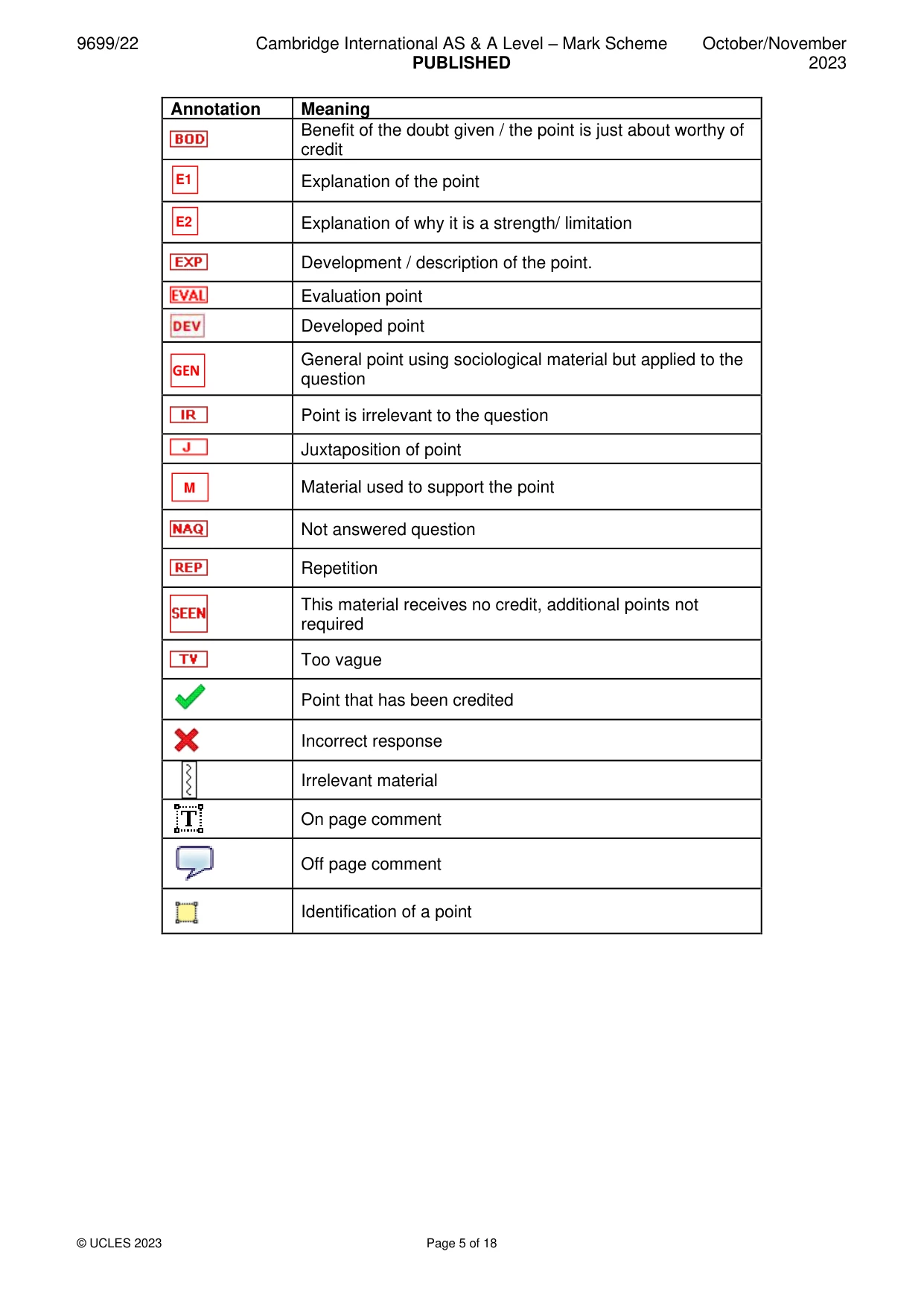 Mark scheme, page 5 of 18