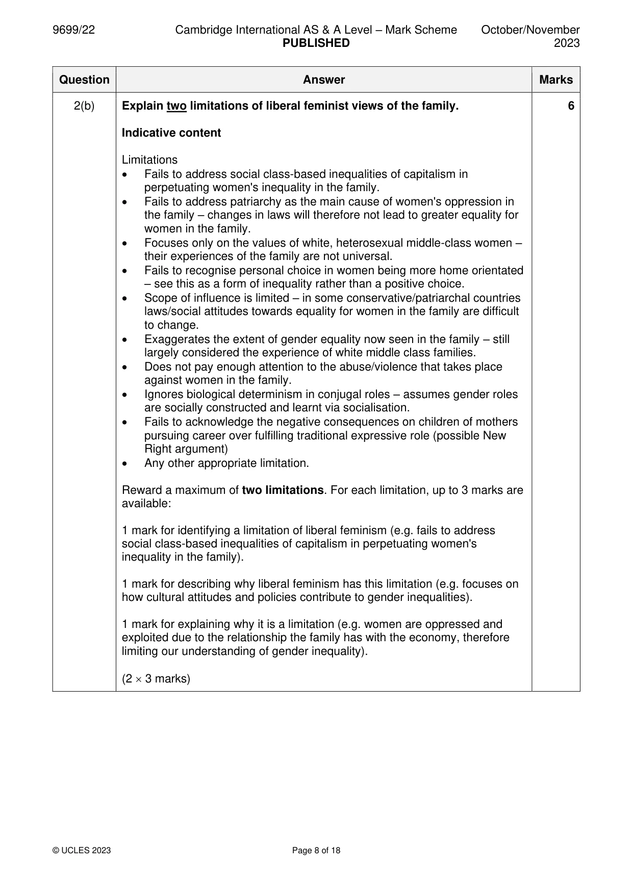 Mark scheme, page 8 of 18