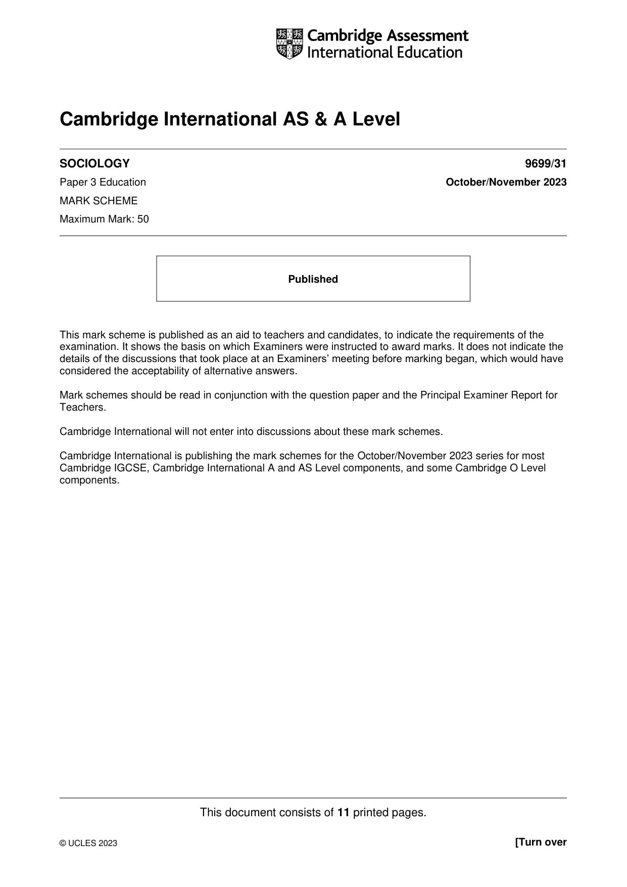 Mark scheme, page 1 of 11