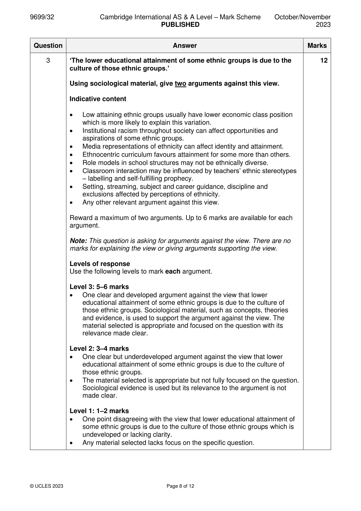 Mark scheme, page 8 of 12